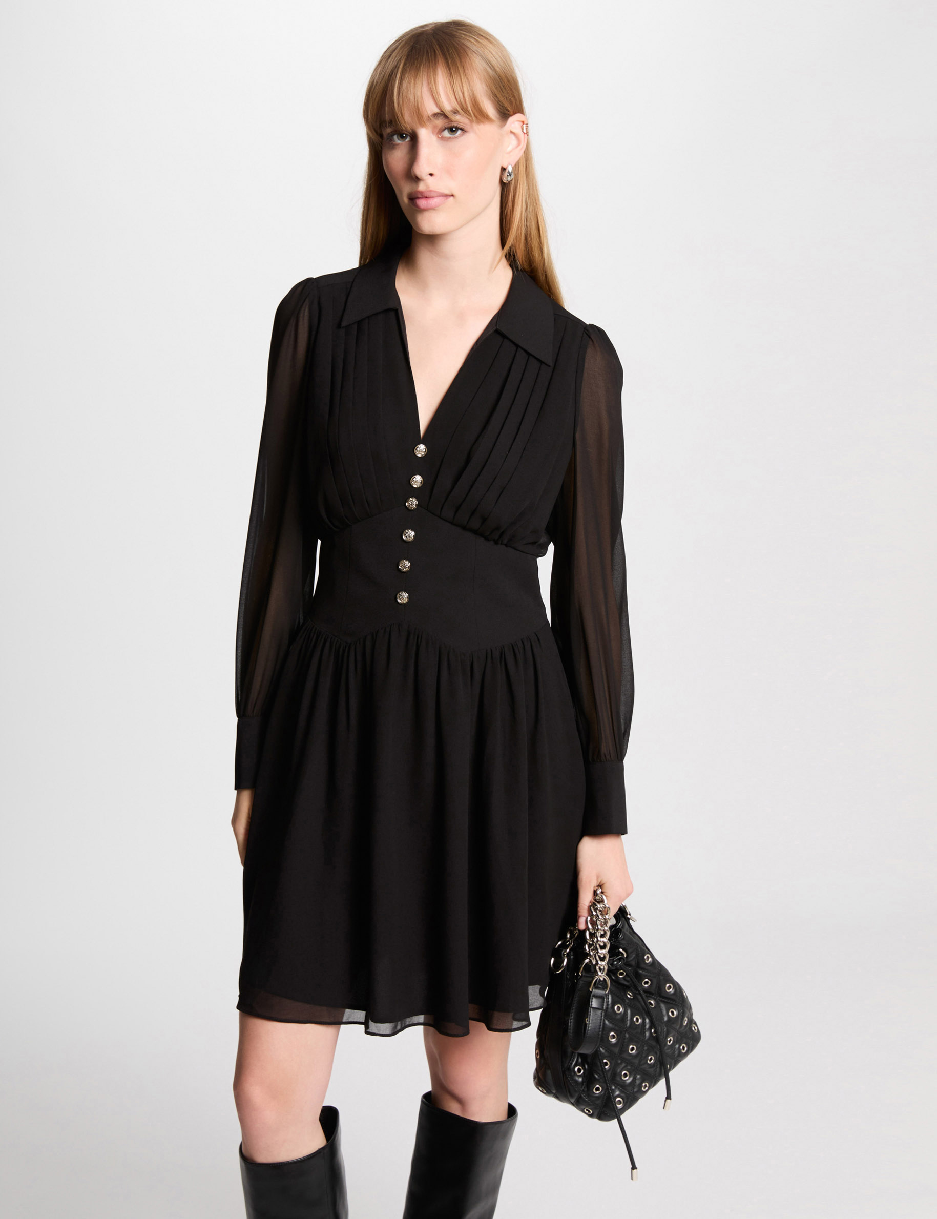 robe courte patineuse fluide noir femme Robe courte patineuse fluide noir femme