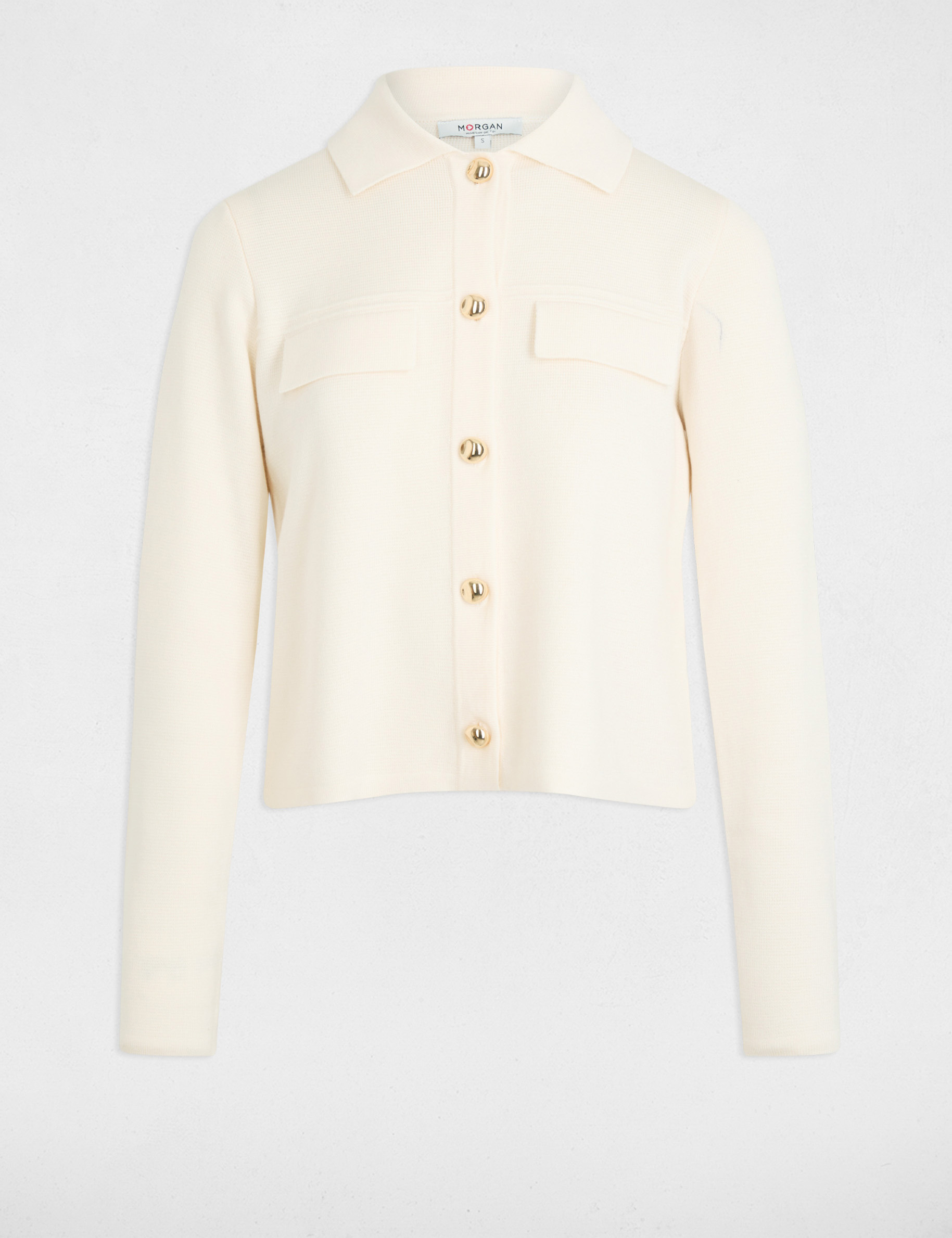 Gilet manches longues ivoire femme
