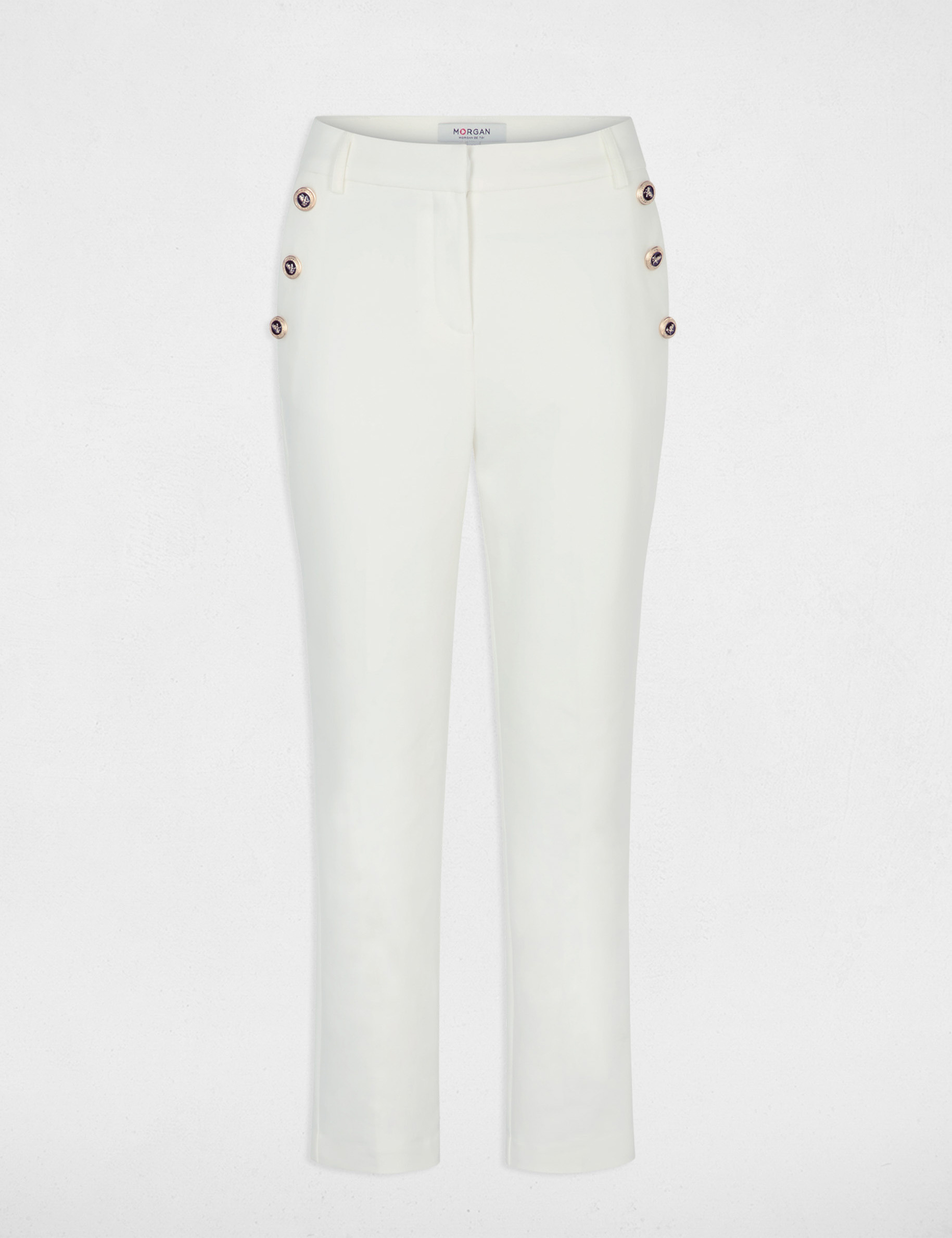 Pantalon slim uni blanc femme
