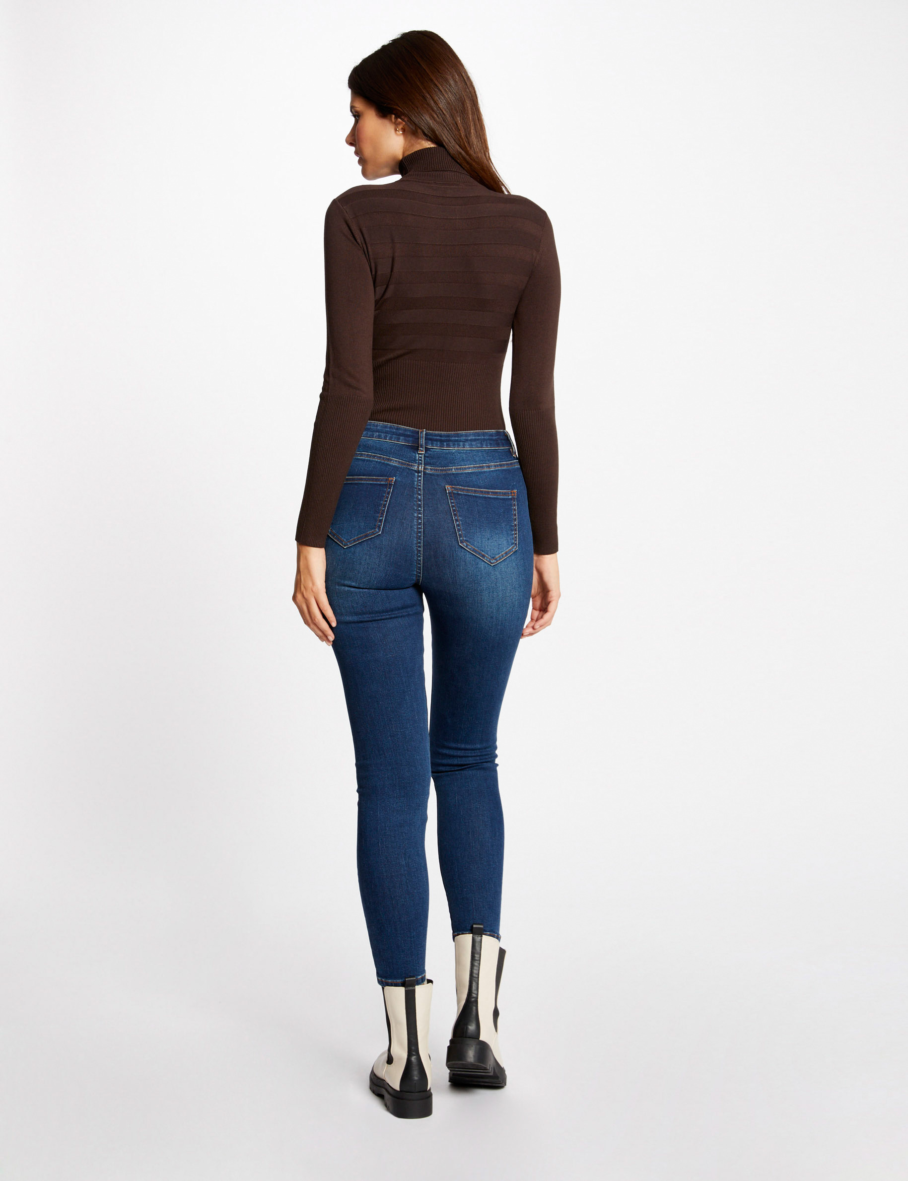 Pull Rayé Marine Foncé Manches Longues H&M Taille M Femme - Ajusté - Occasion Très Bon état