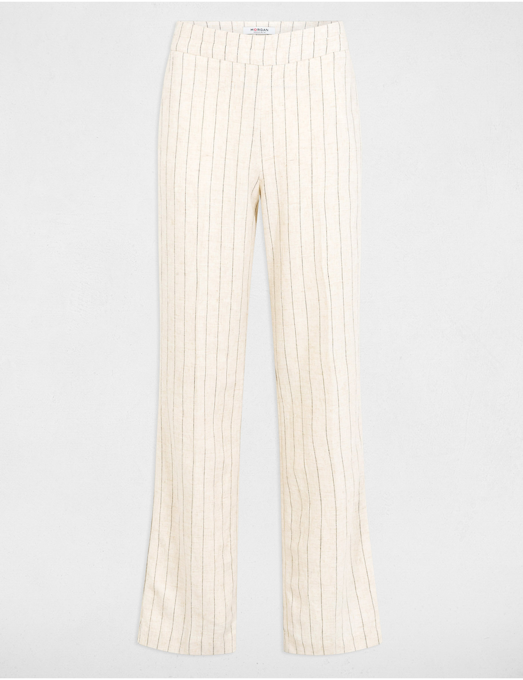 Pantalon Capri Femme Briggs - Taille 12P - Kaki Beige Rayé - Stretch - Occasion