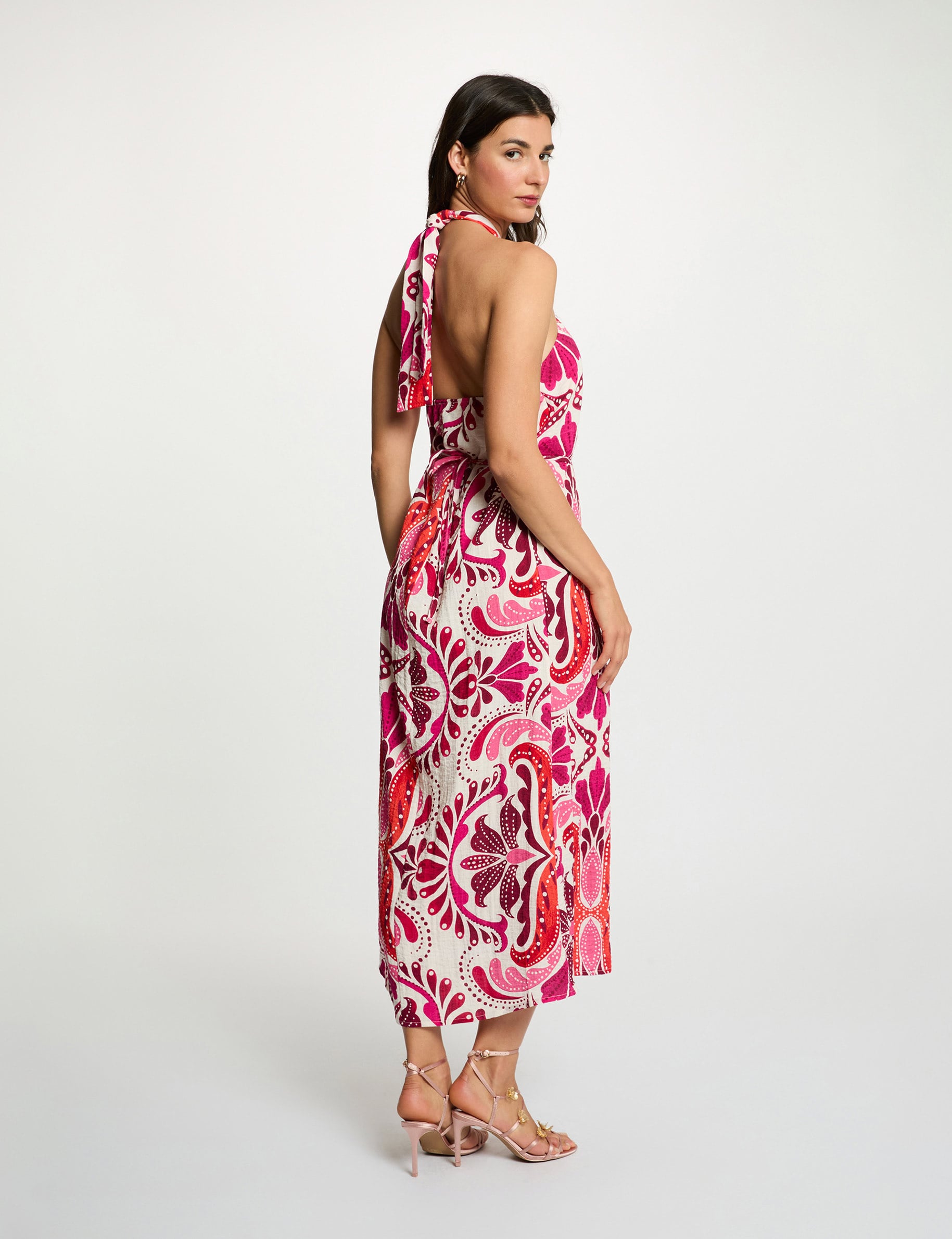 Robe ajust&eacute;e col montant multicolore femme