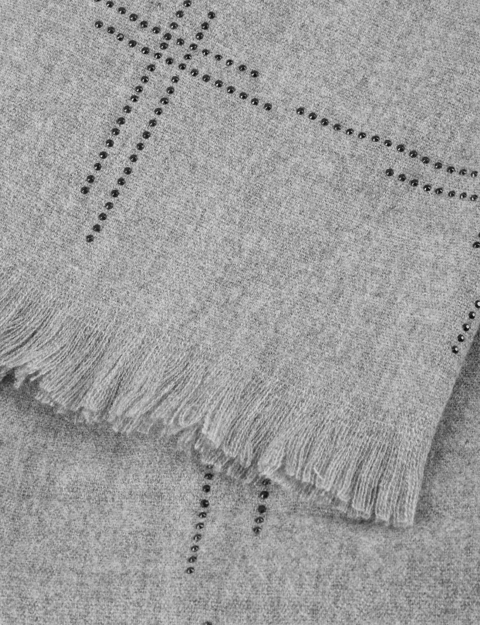 echarpe avec strass et franges gris moyen femme Écharpe avec strass et franges gris moyen femme