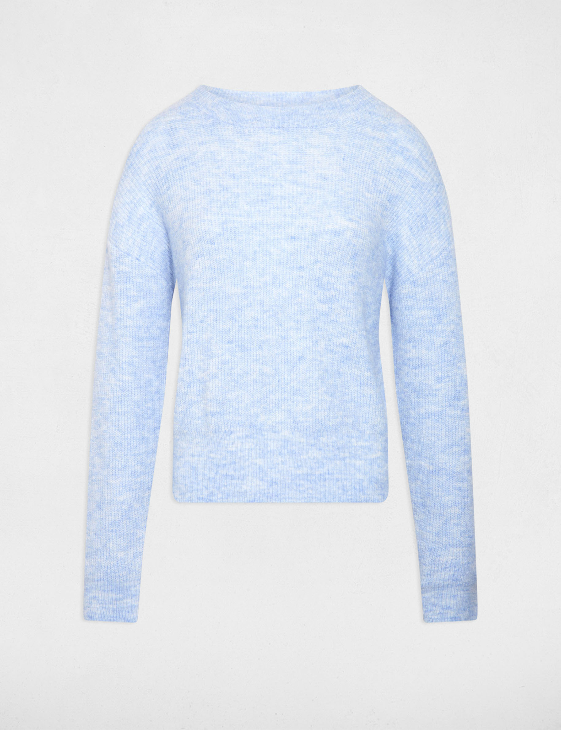 Pull col rond manches longues bleu ciel femme
