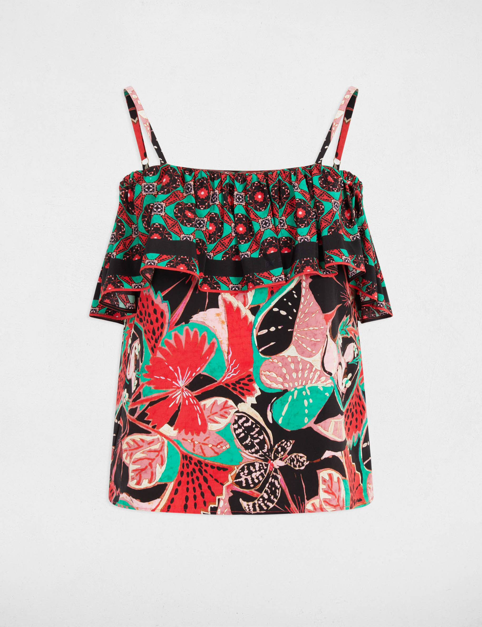 top imprime volants multicolore femme Top imprimé volants multicolore femme