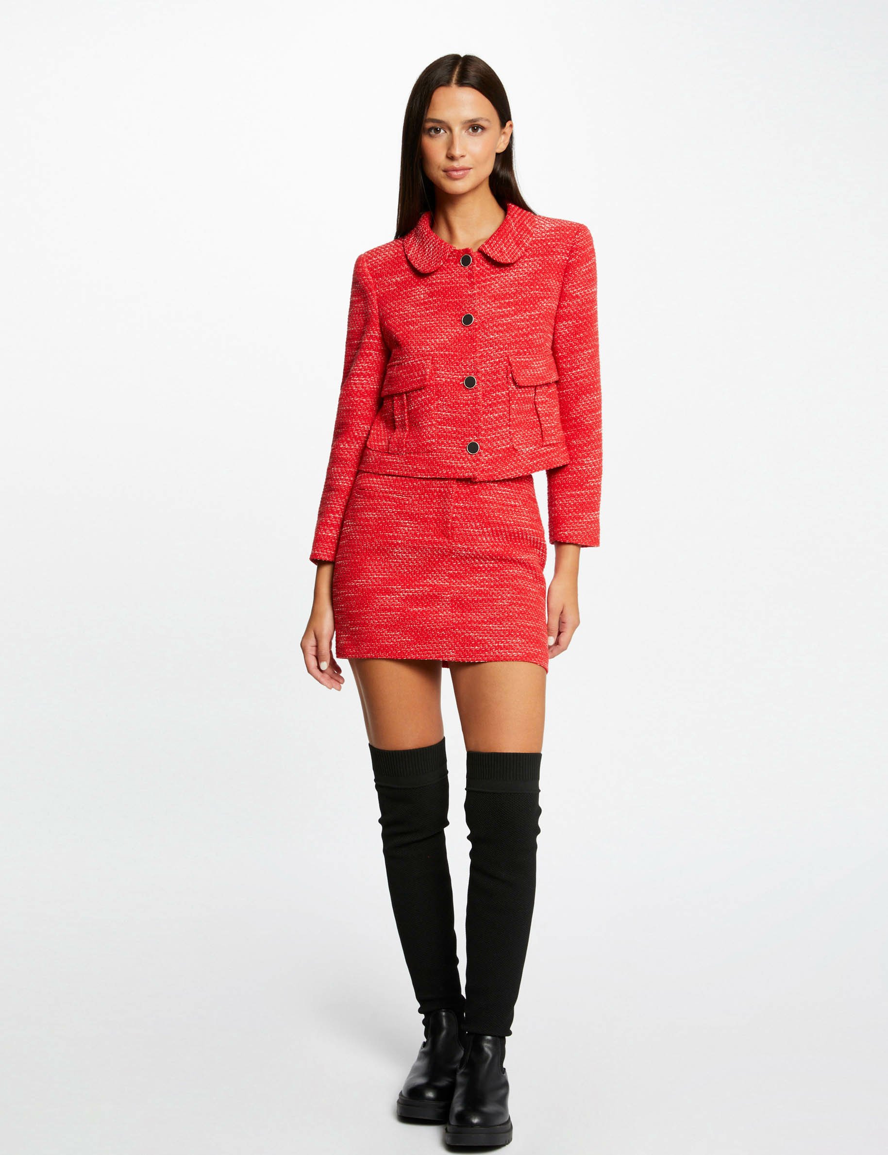 Jupe droite courte rouge femme