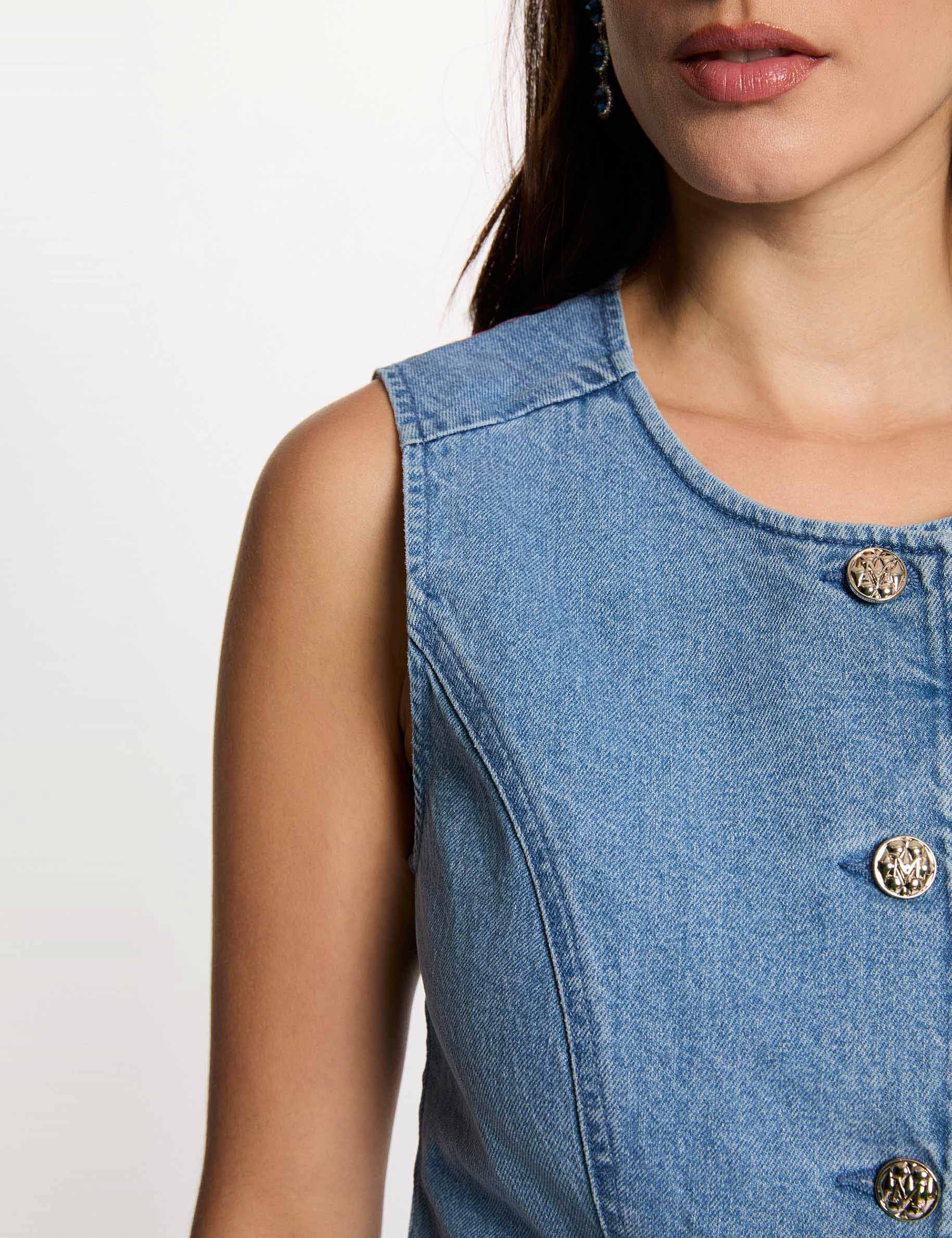Gilet jean sans manches denim double stone femme