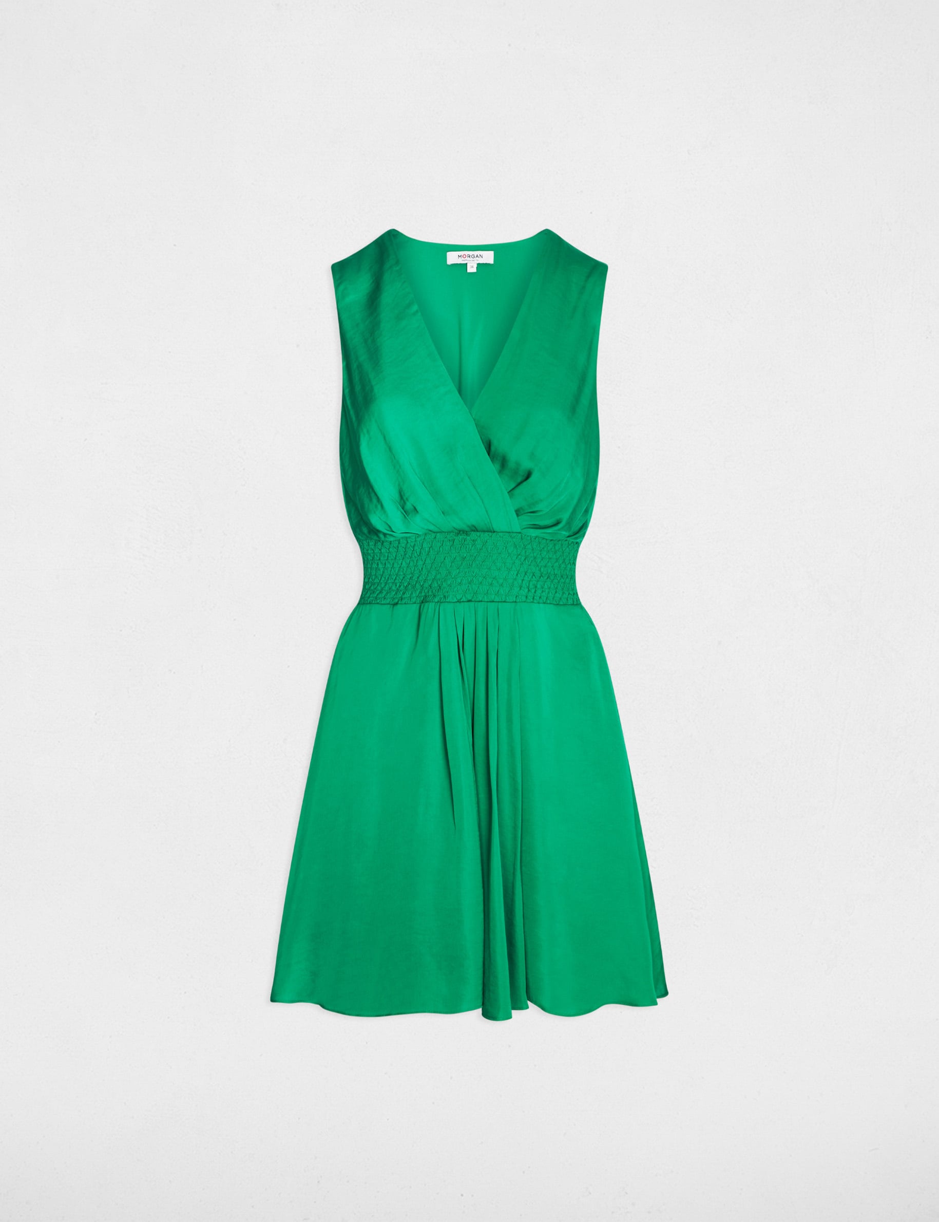 Robe courte cache coeur vert prairie femme