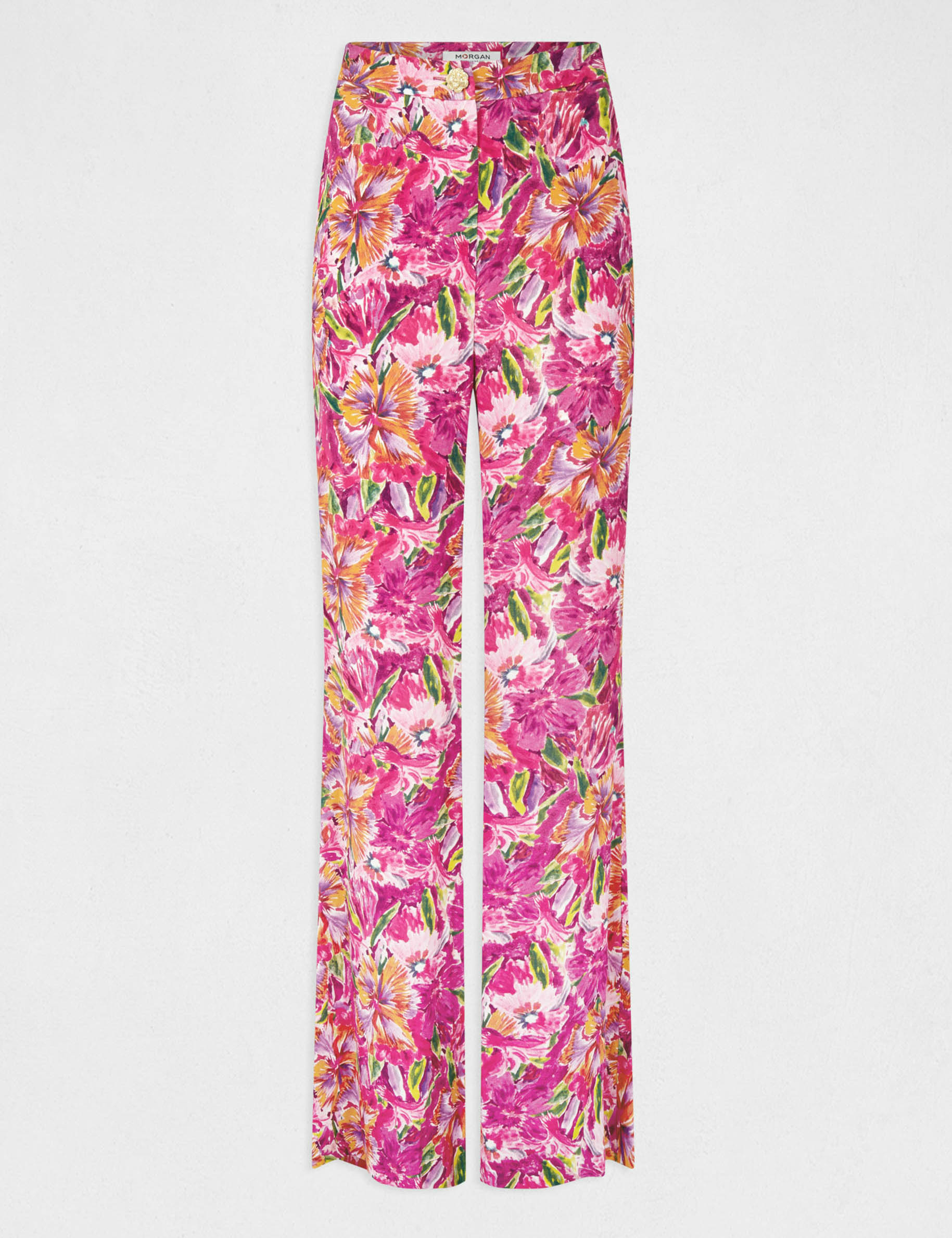 Pantalon flare fluide imprimé floral multico femme Pantalon flare fluide imprimé floral multico femme