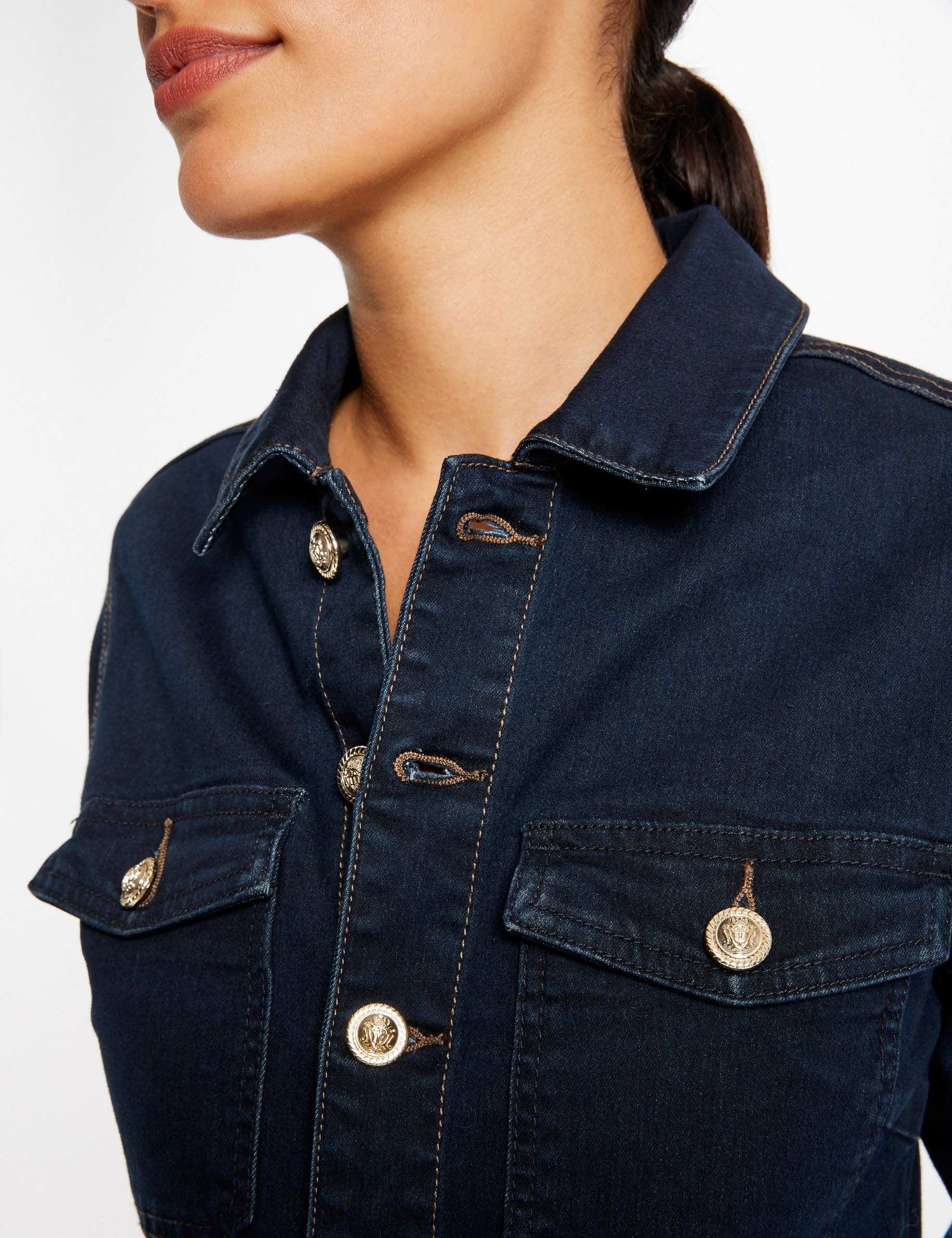 Combinaison droite boutonnée en jean jean brut femme