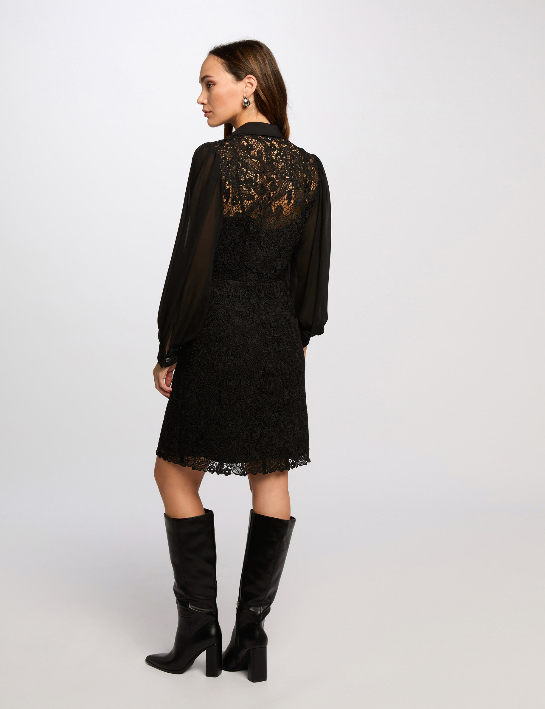 robe courte droite dentelle noir femme Robe courte droite dentelle noir femme