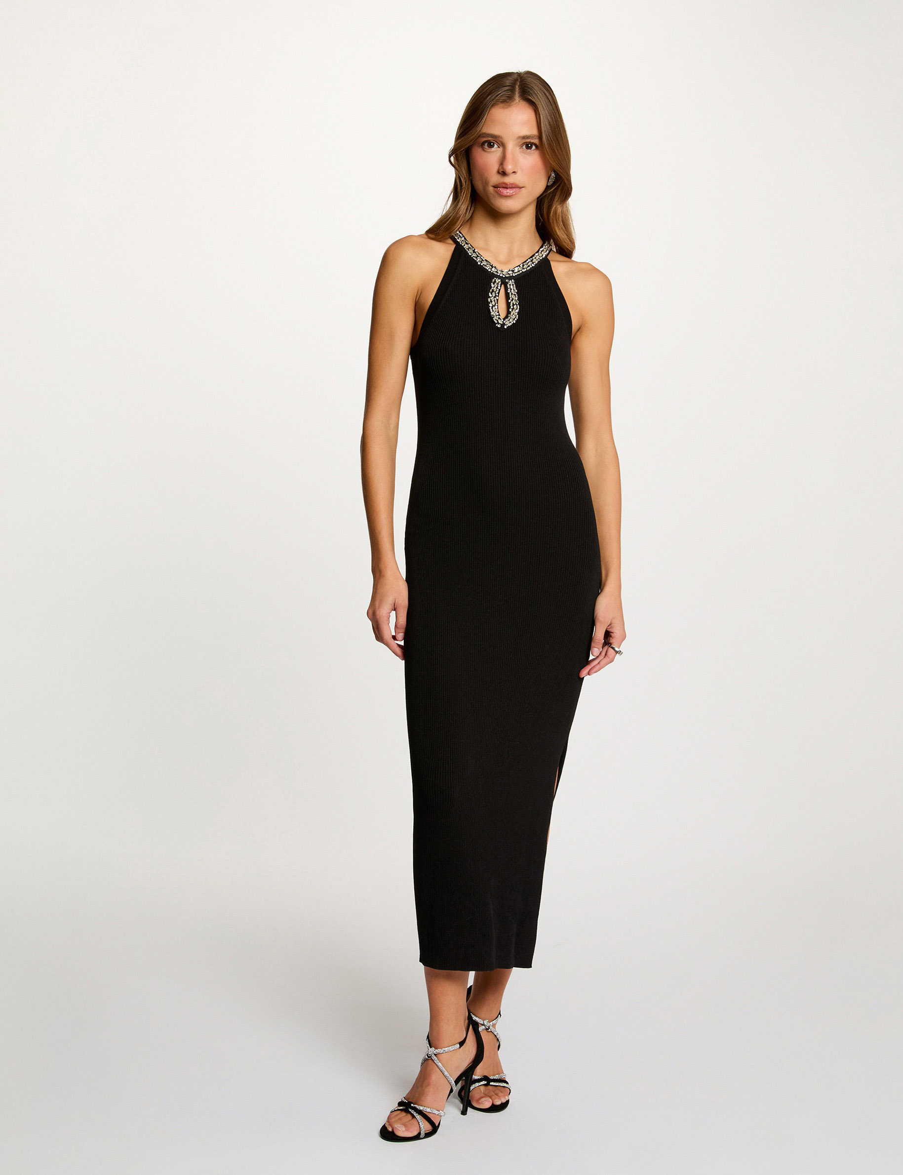 Robe Tunique Noire Brillante MORGAN Taille 42 - Neuf Avec étiquettes - Épaulettes