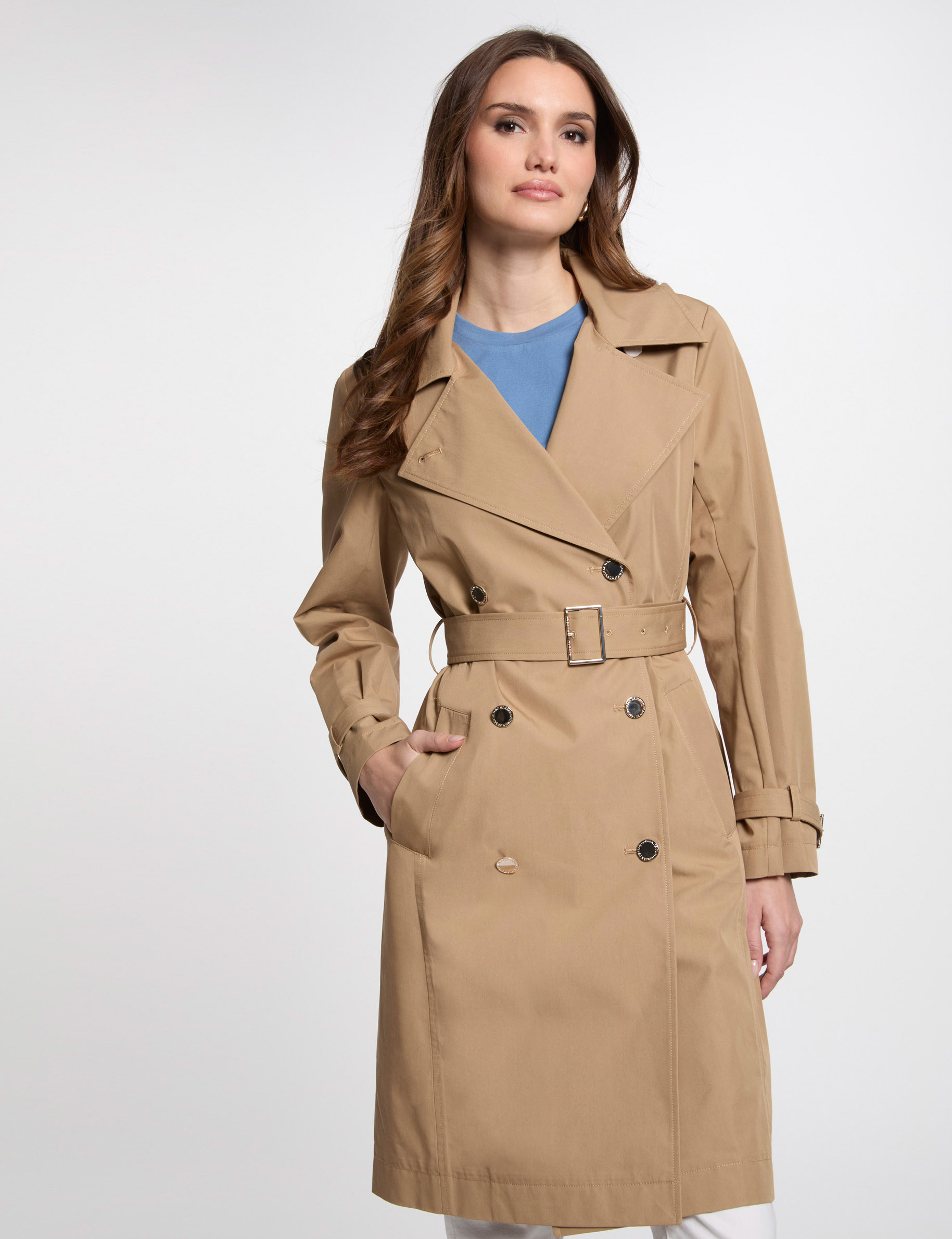 trench long ceinture beige femme Trench long ceinturé beige femme