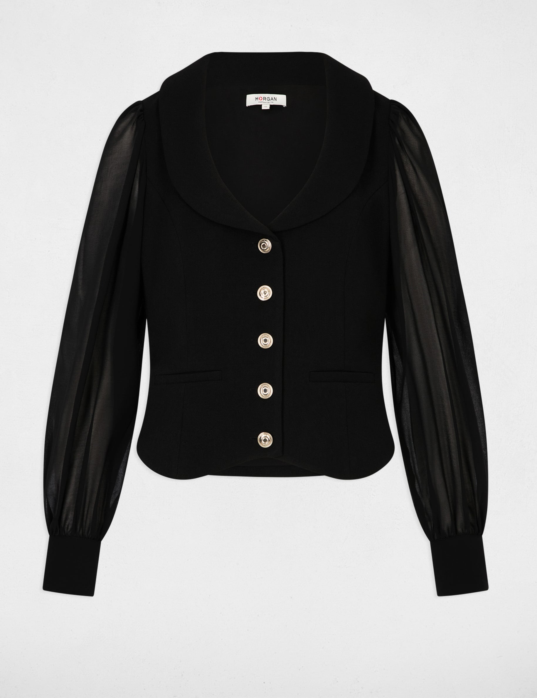 Gilet manches bouffantes noir femme