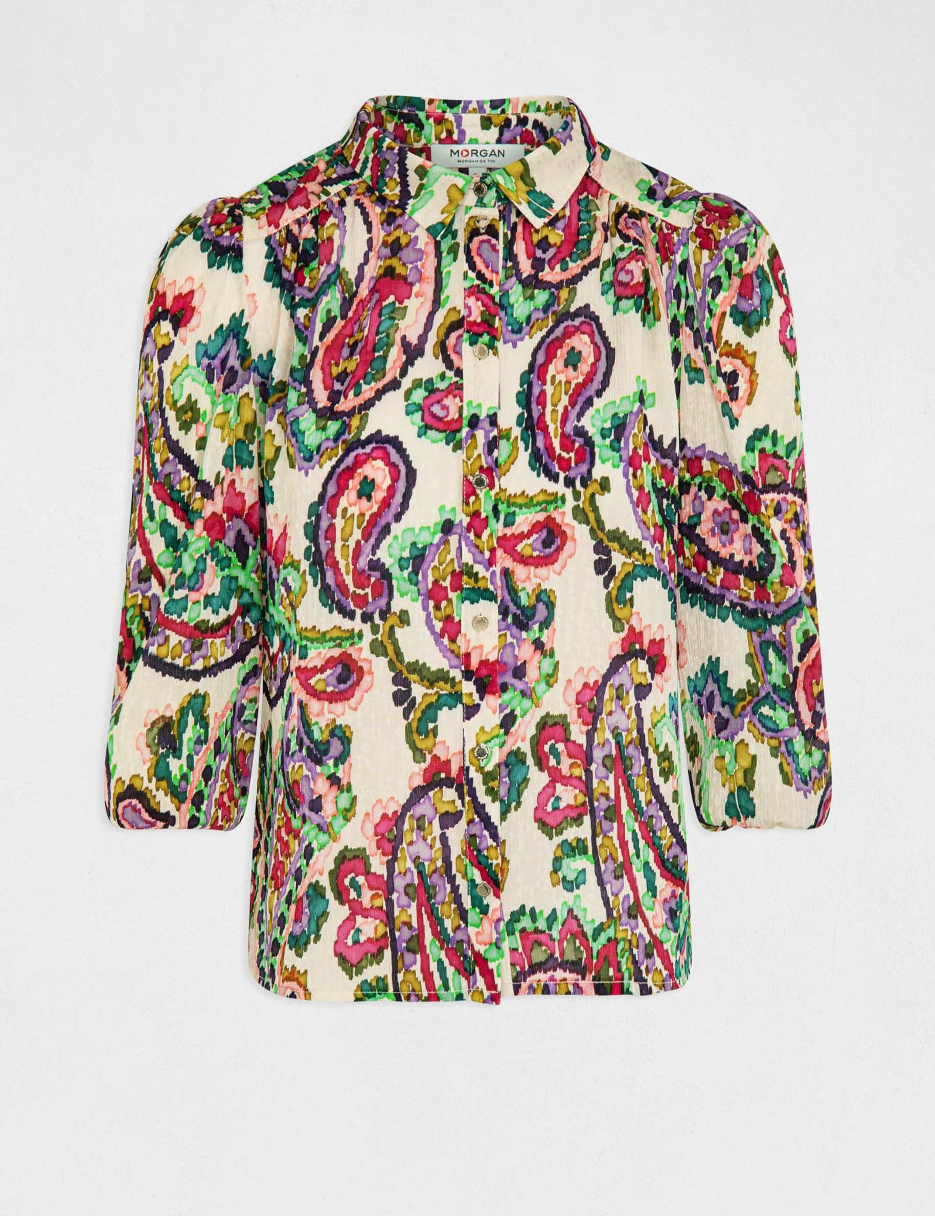 chemise manches 34 imprime cachemire multico femme Chemise manches 3/4 imprimé cachemire multico femme