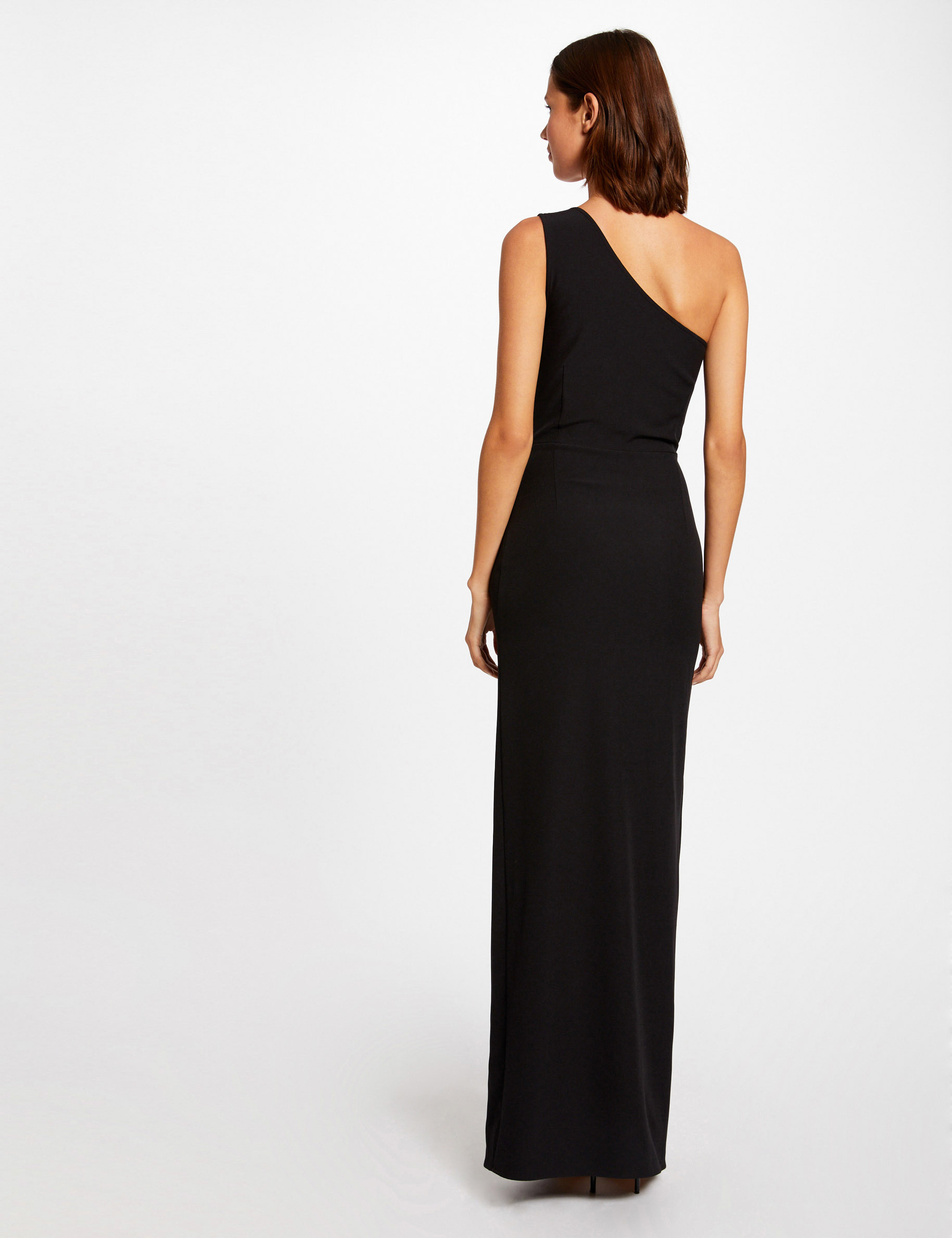 robe longue ajustee fendue asymetrique noir femme Robe longue ajustée fendue asymétrique noir femme