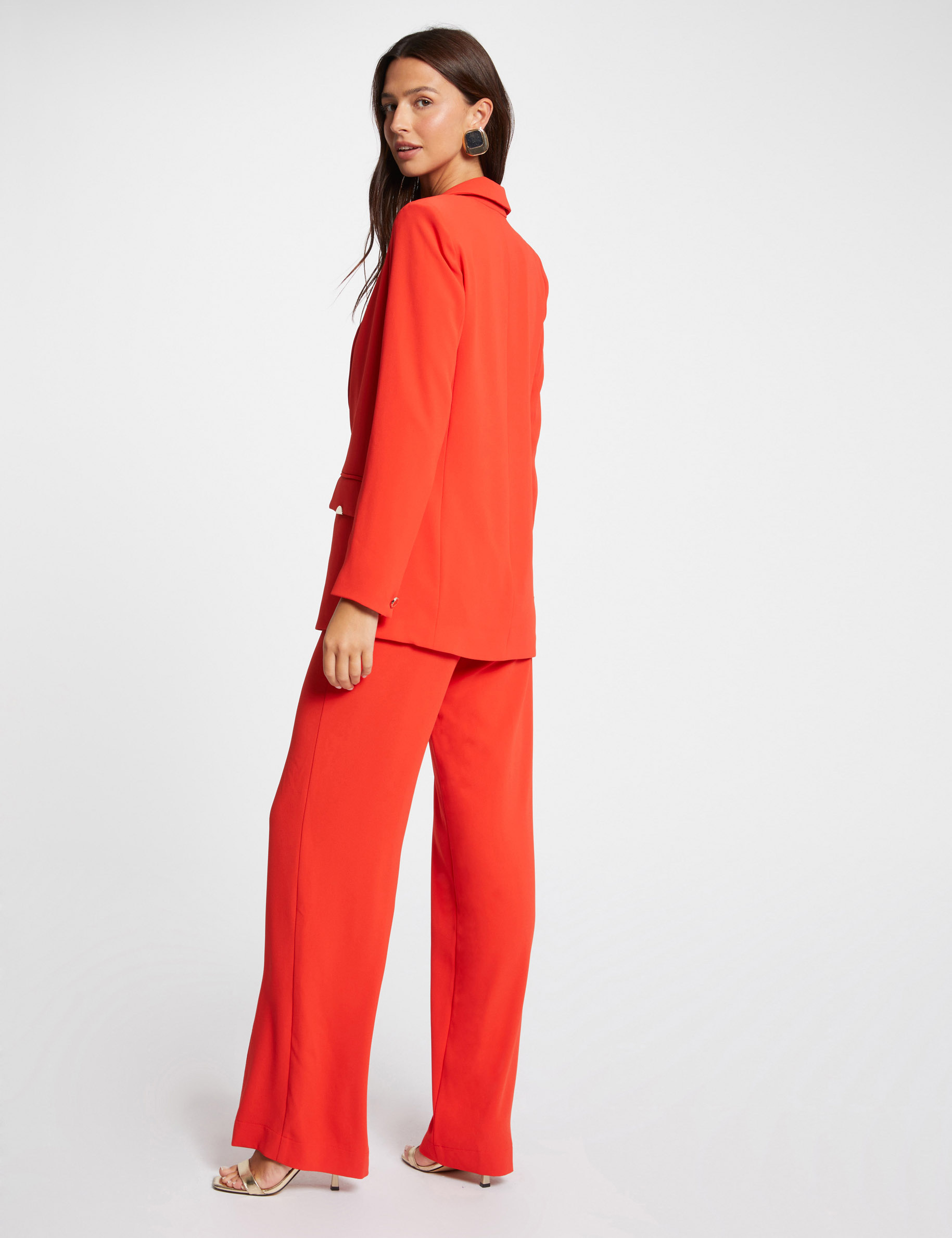 blazer fluide boutonnee orange fonce femme Blazer fluide boutonnée orange foncé femme