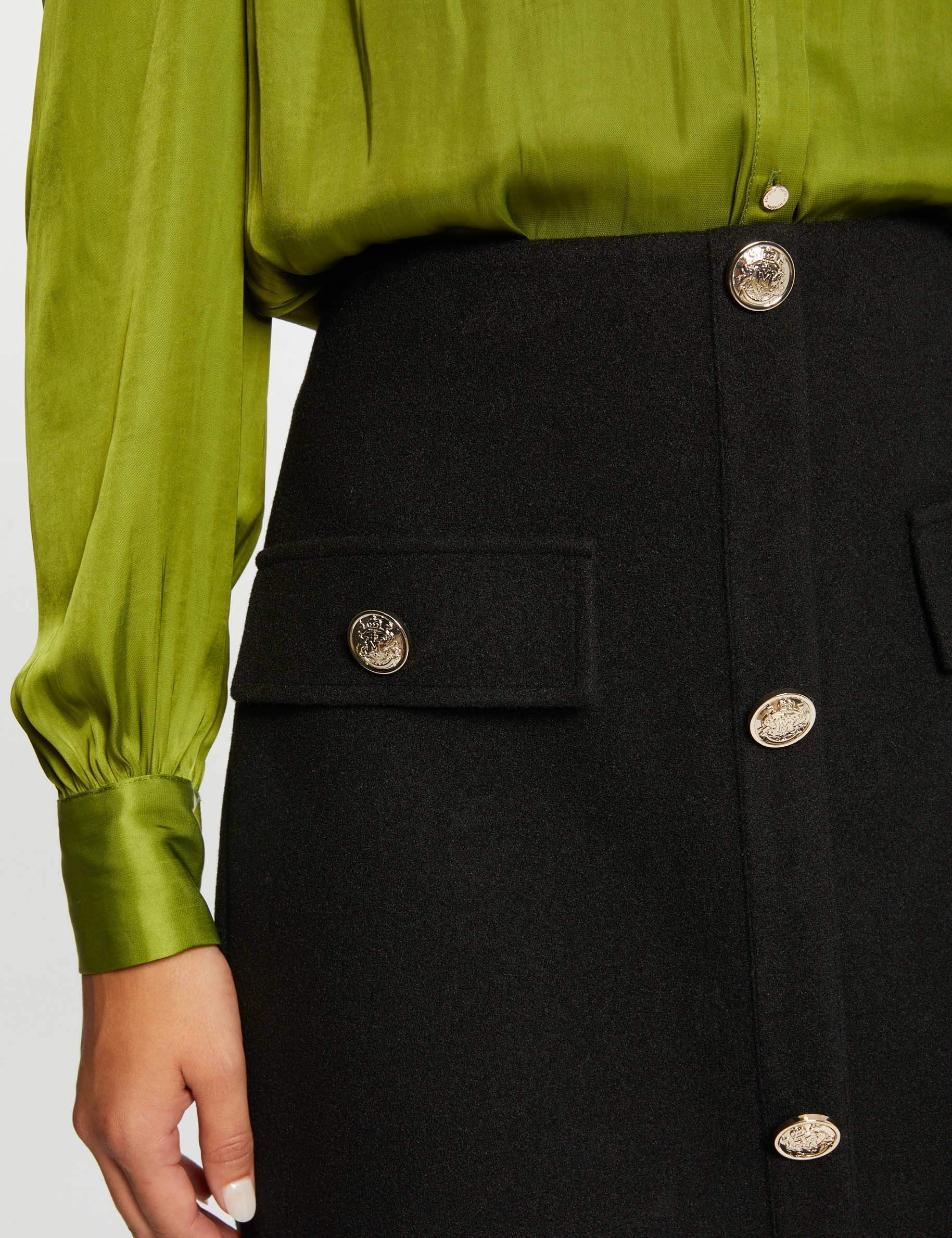 jupe droite taille haute avec boutons noir femme Jupe droite taille haute avec boutons noir femme
