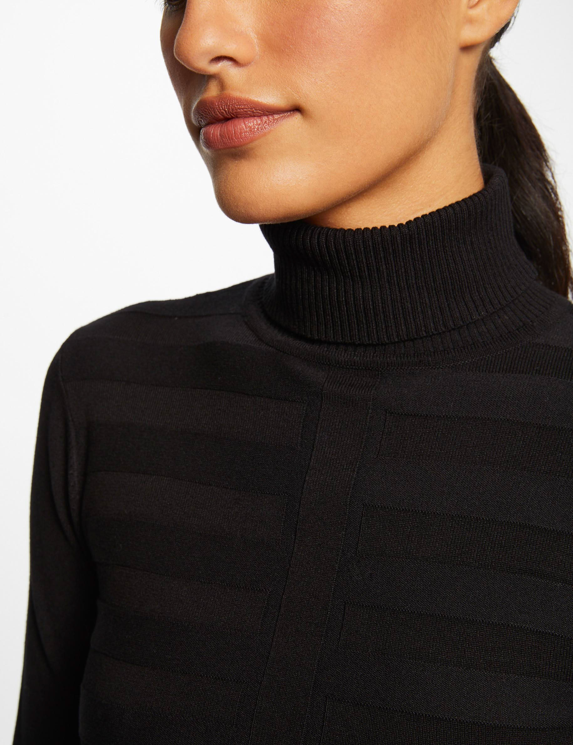 Pull manches longues col roulé noir femme Pull manches longues col roulé noir femme