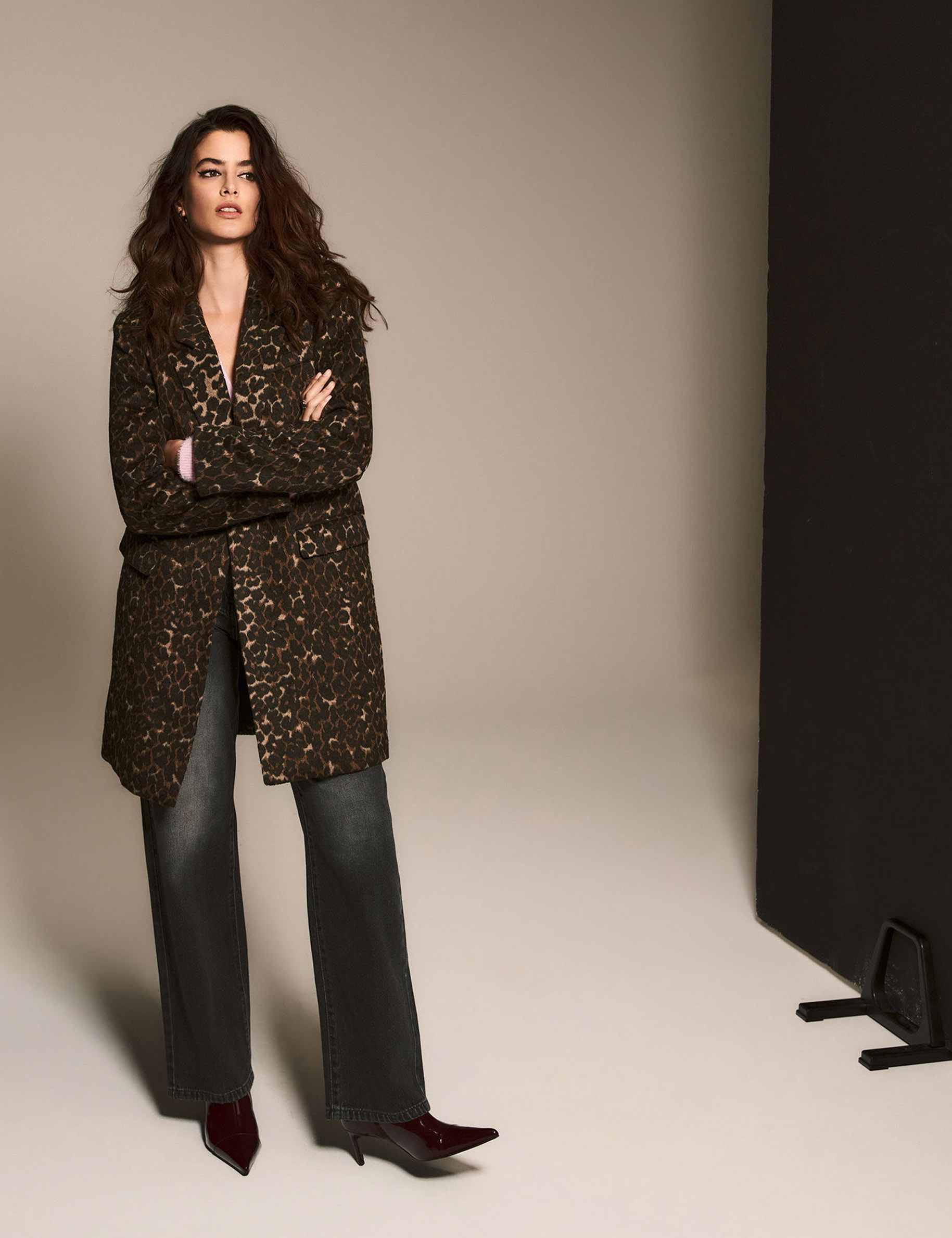 manteau long imprime leopard multicolore femme Manteau long imprimé léopard multicolore femme