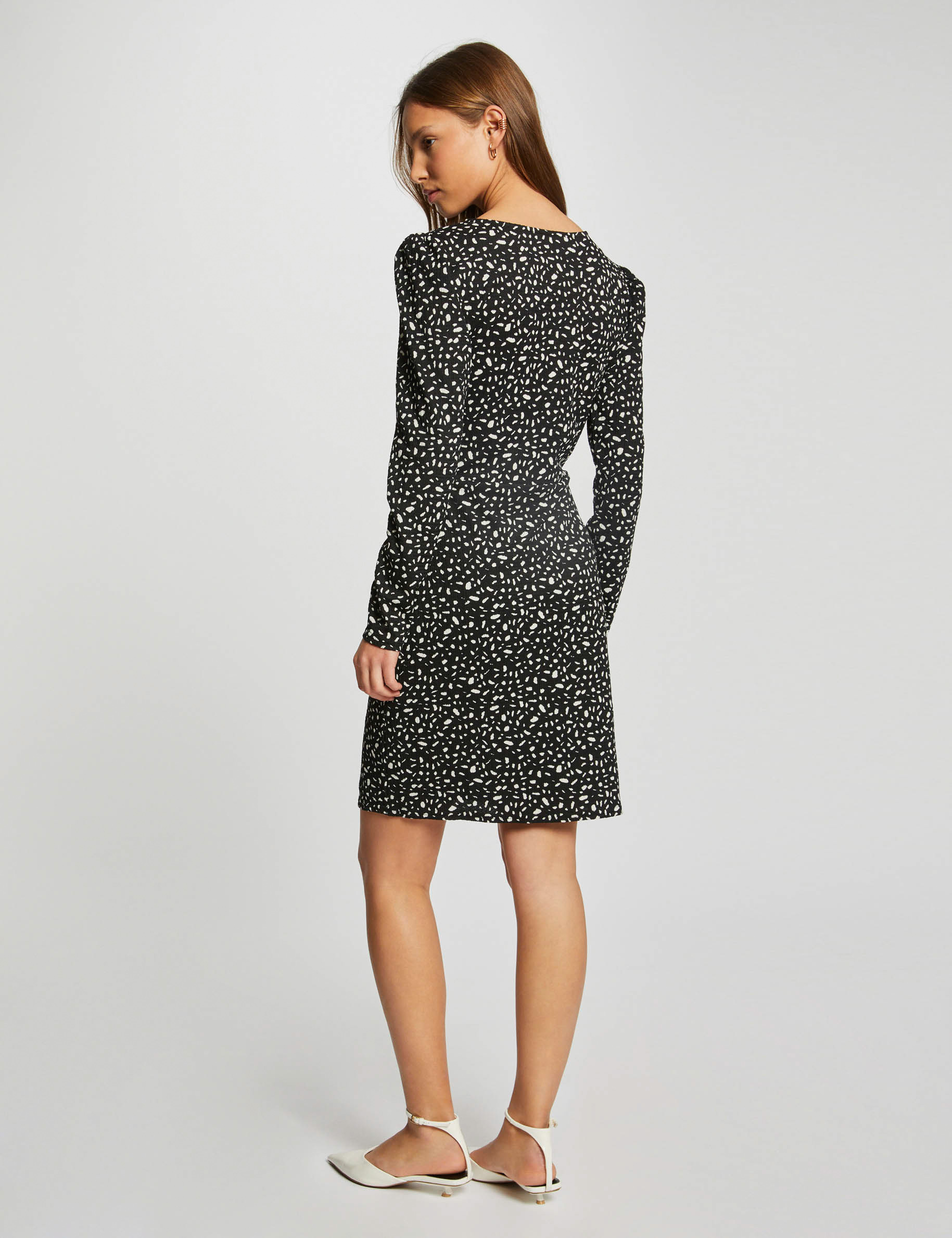 robe courte imprime abstrait noir femme Robe courte imprimé abstrait noir femme