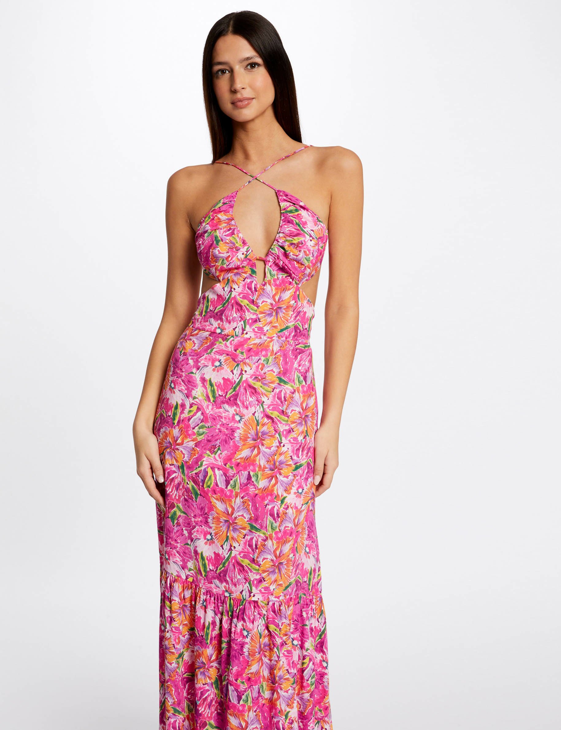 Robe longue droite imprim floral multico femme Morgan