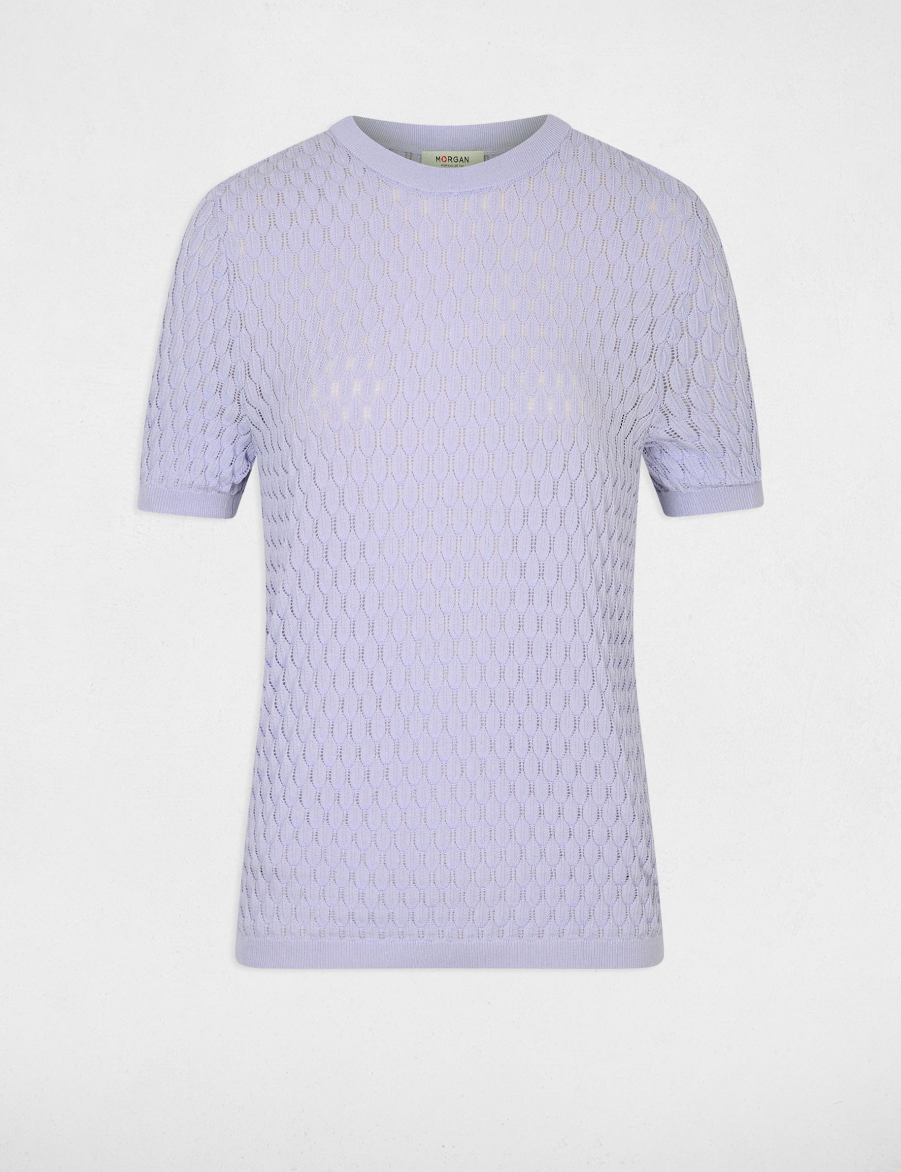 Pull fin col rond mauve femme