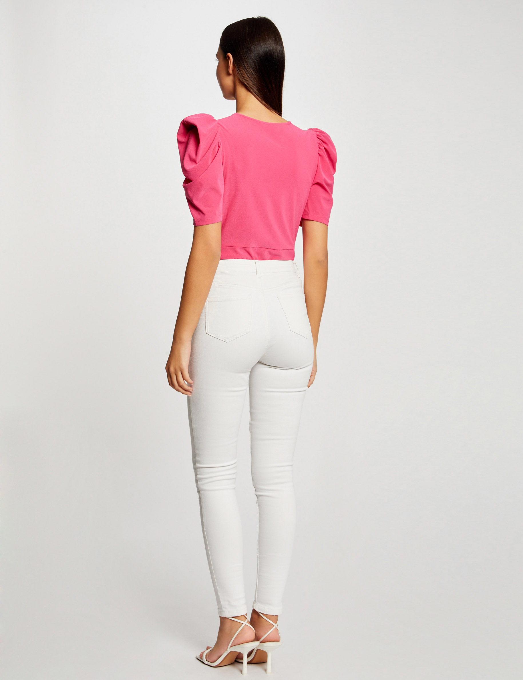 T-shirt manches courtes froncé fuchsia femme T-shirt manches courtes froncé fuchsia femme