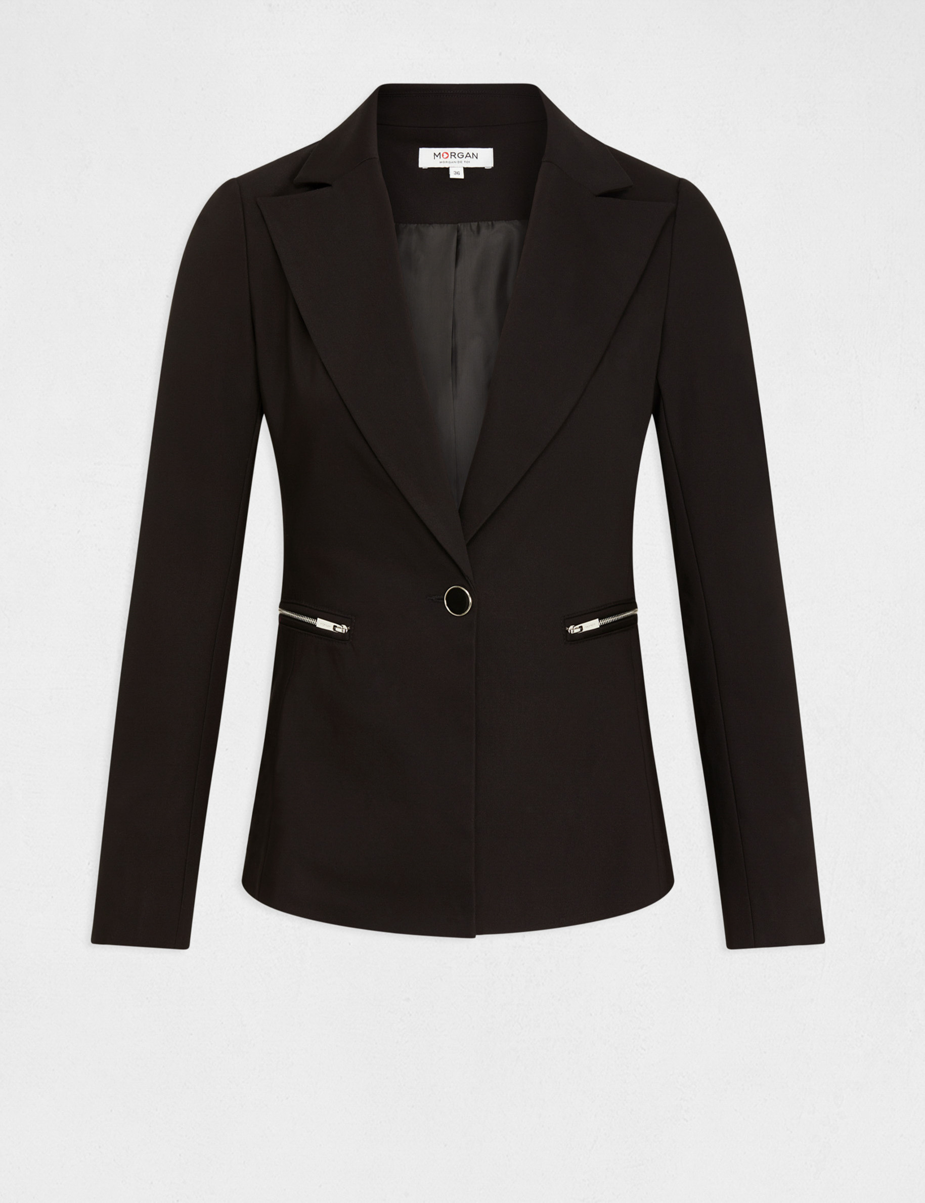 veste city cintree details zippes noir femme Veste city cintrée détails zippés noir femme