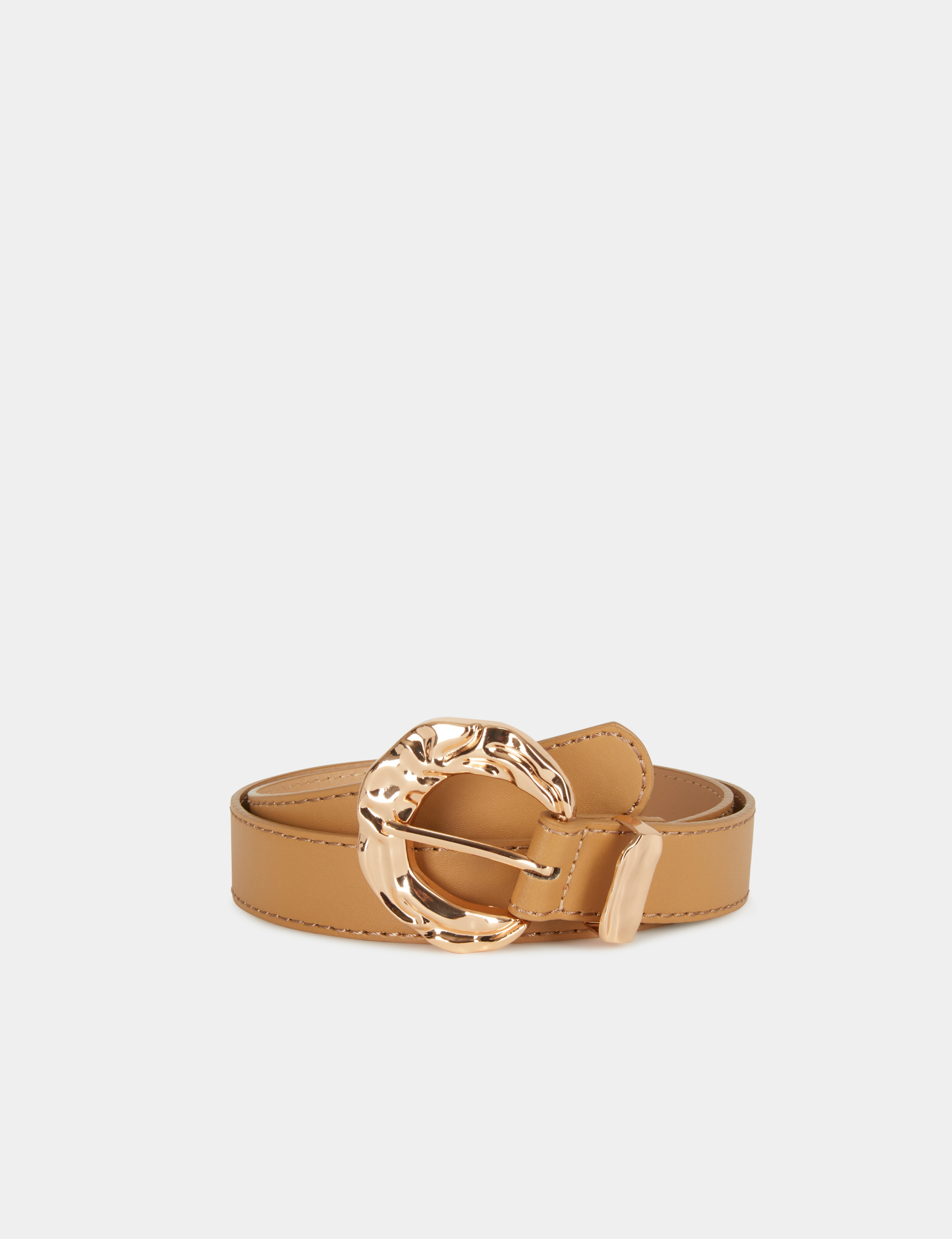 ceinture avec boucle martelee beige femme Ceinture avec boucle martelée beige femme