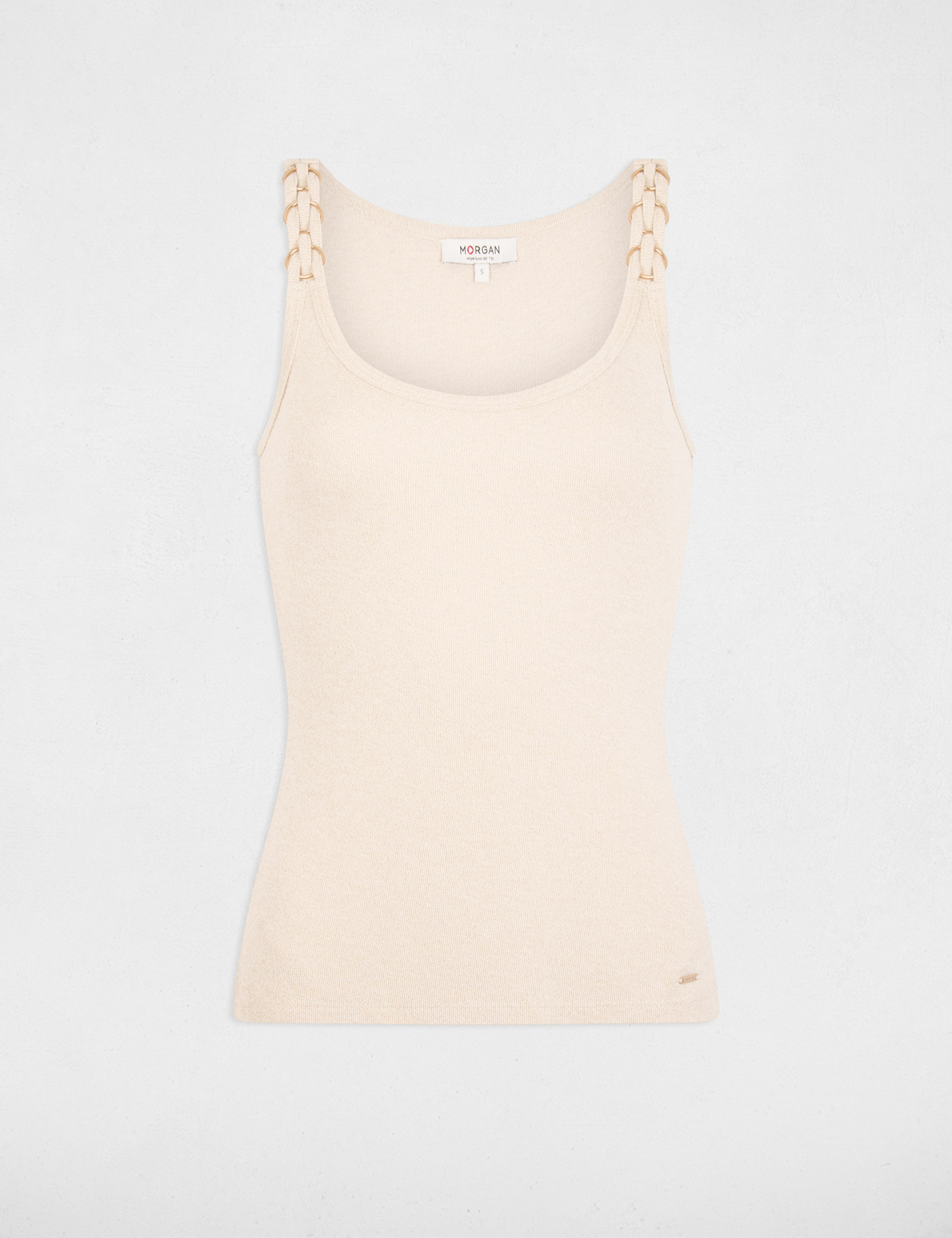 T-shirt cintr&eacute; col rond blanc femme