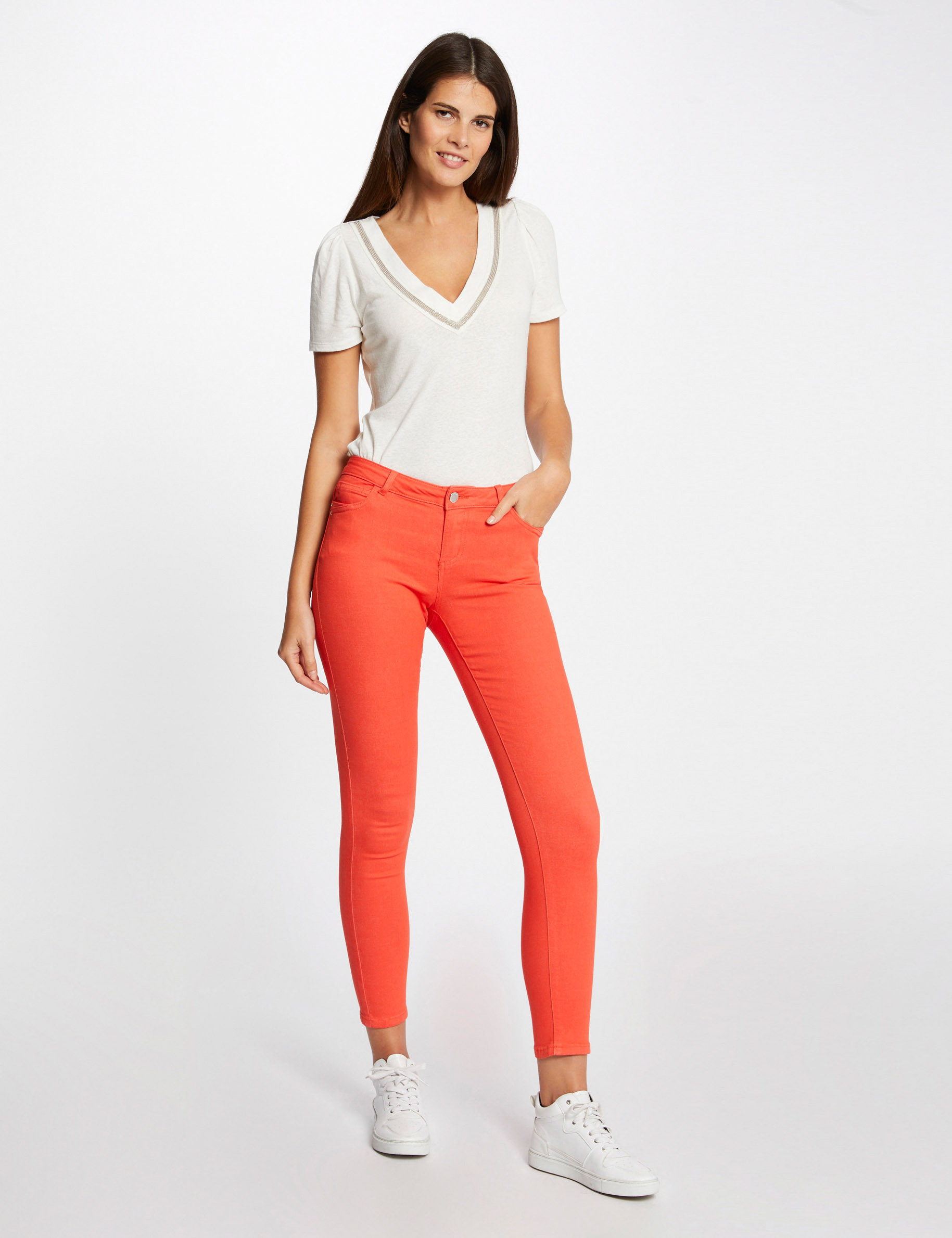 Jeans skinny taille basse orange femme Jeans skinny taille basse orange femme