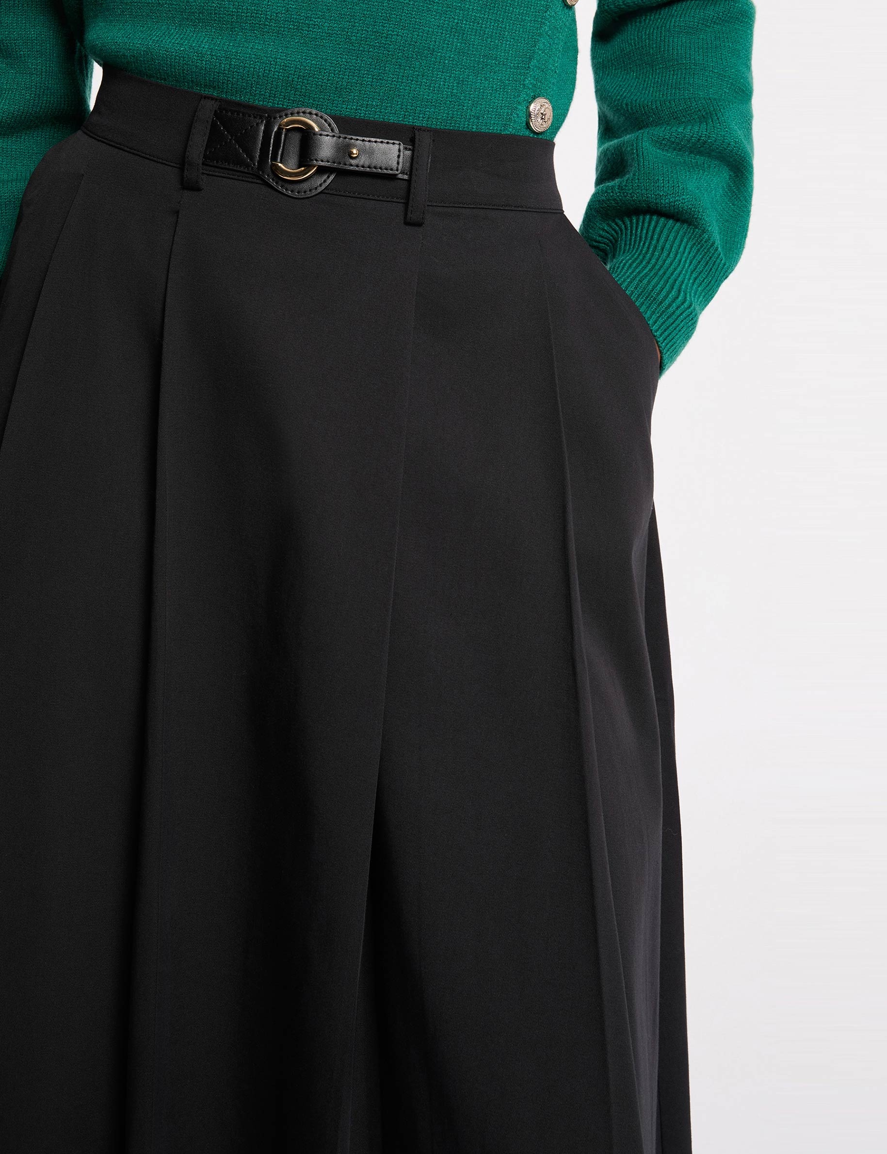 Jupe &eacute;vas&eacute;e taille haute noir femme