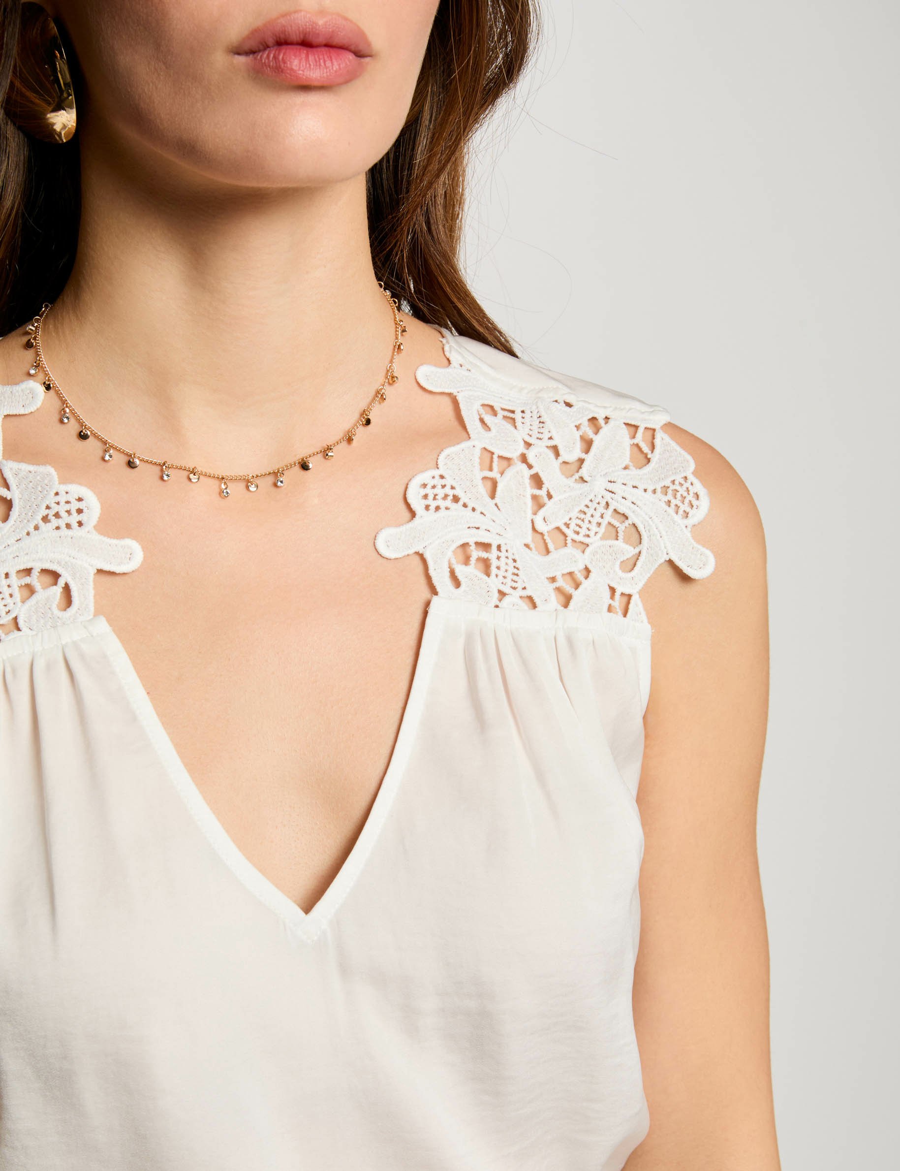 top sans manches dentelle blanc femme Top sans manches dentelle blanc femme