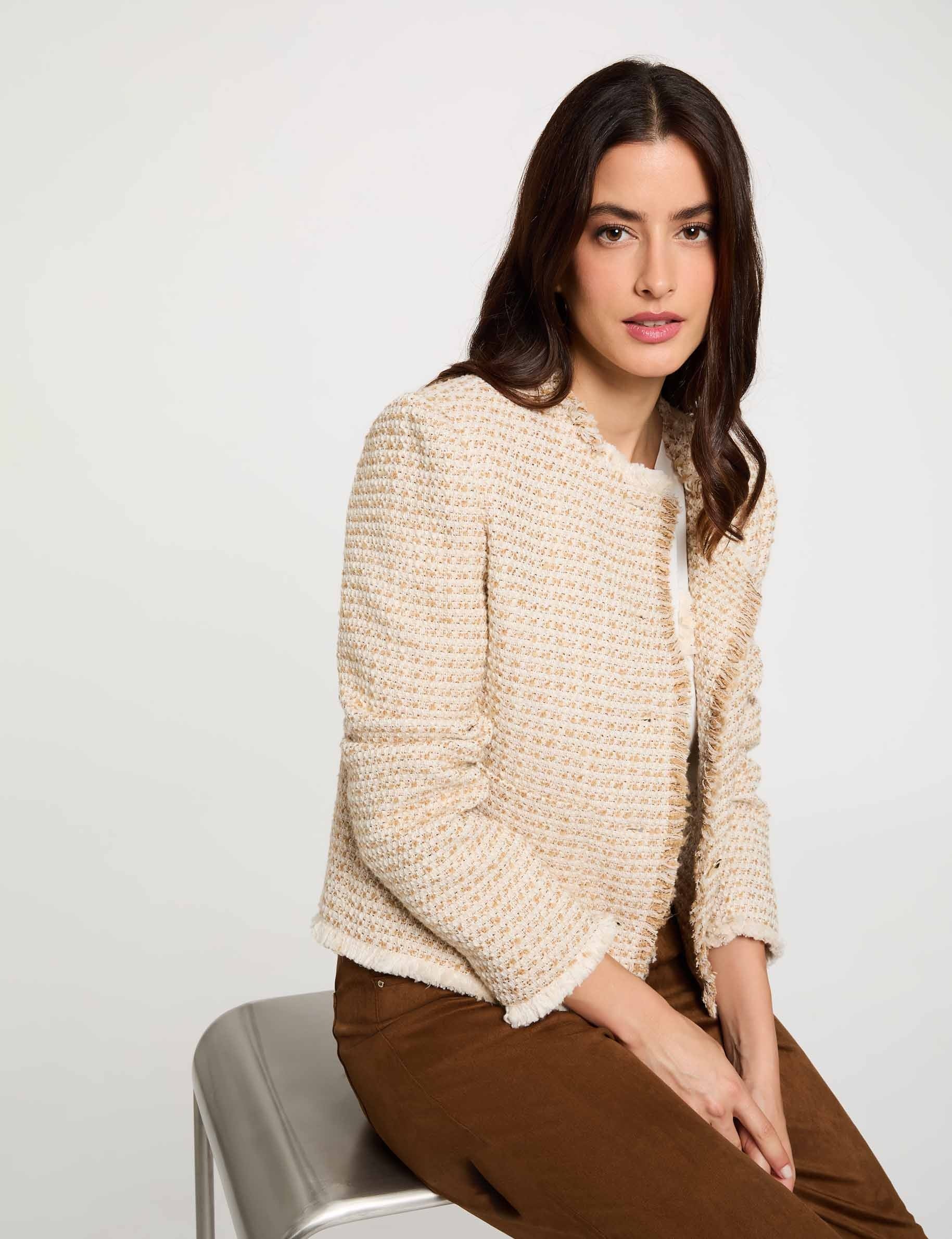 Veste tweed cropped multicolore femme