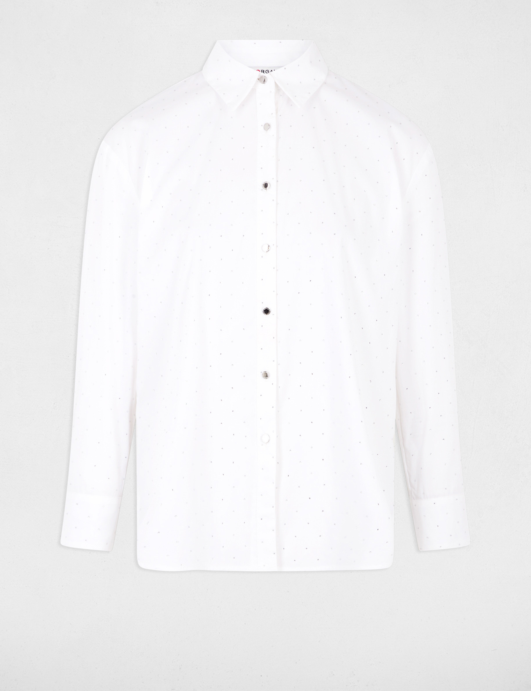 Chemise manches longues strass blanc femme