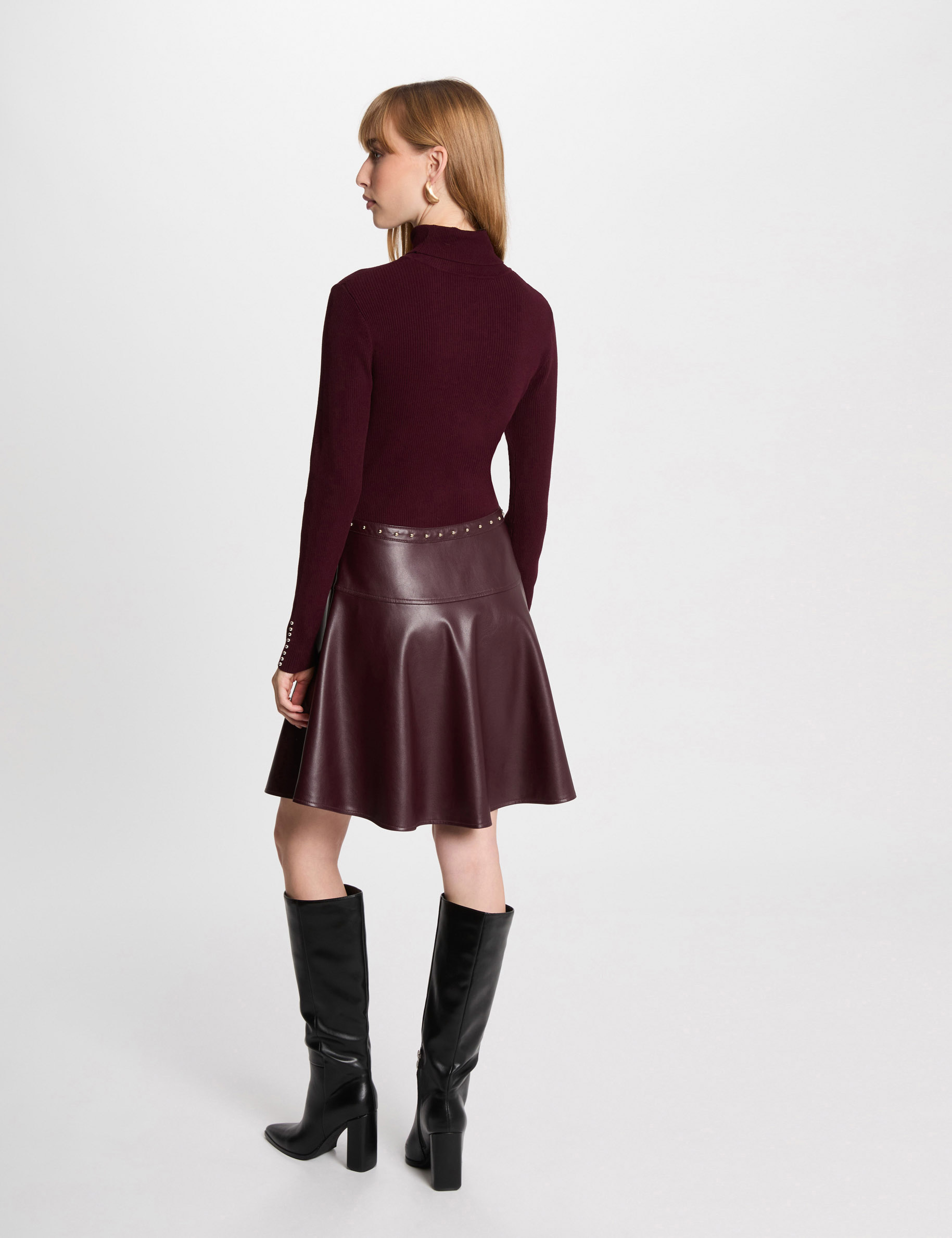 robe courte patineuse 2 en 1 prune femme Robe courte patineuse 2-en-1 prune femme