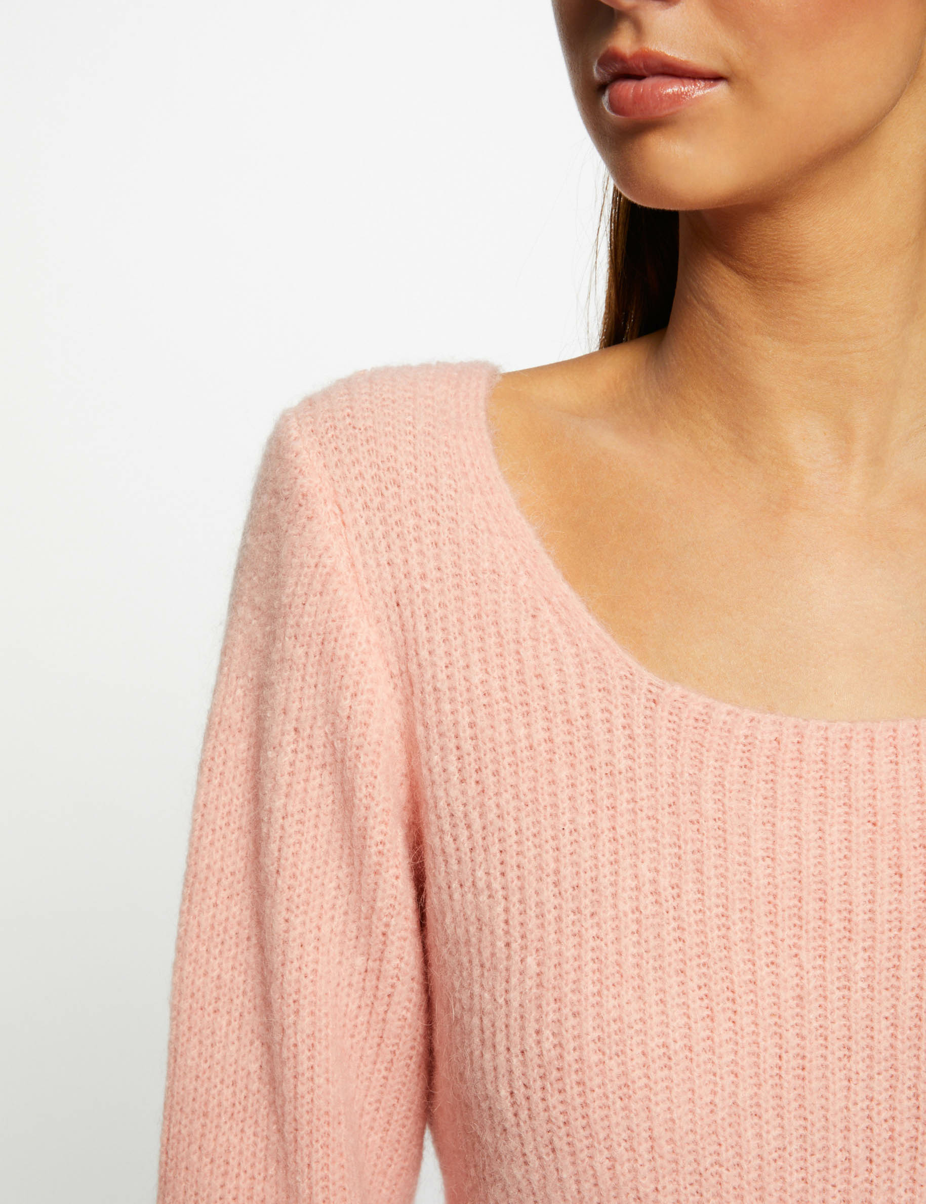 pull manches longues col rond corail femme Pull manches longues col rond corail femme