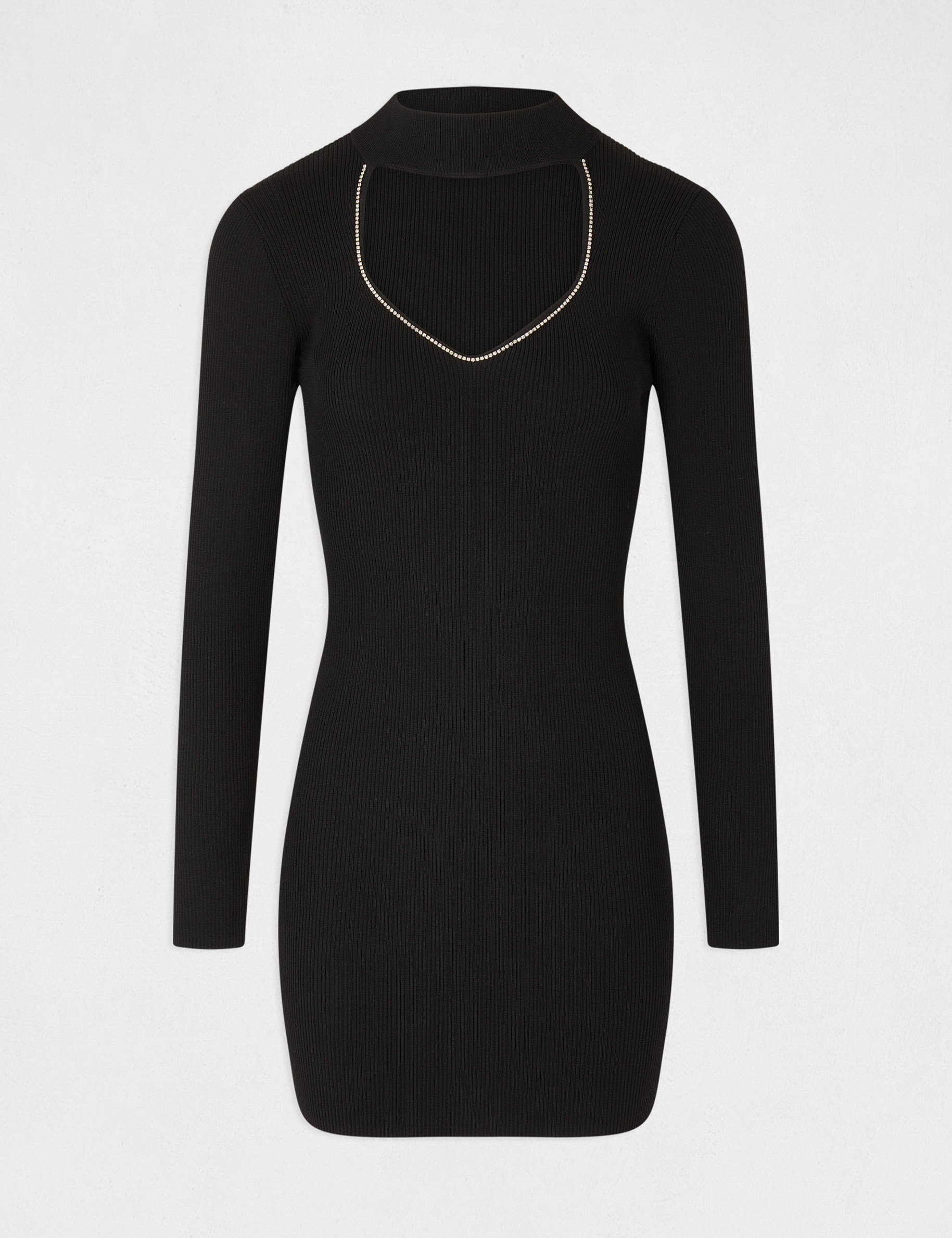 robe pull ajustee a ouverture noir femme Robe pull ajustée à ouverture noir femme