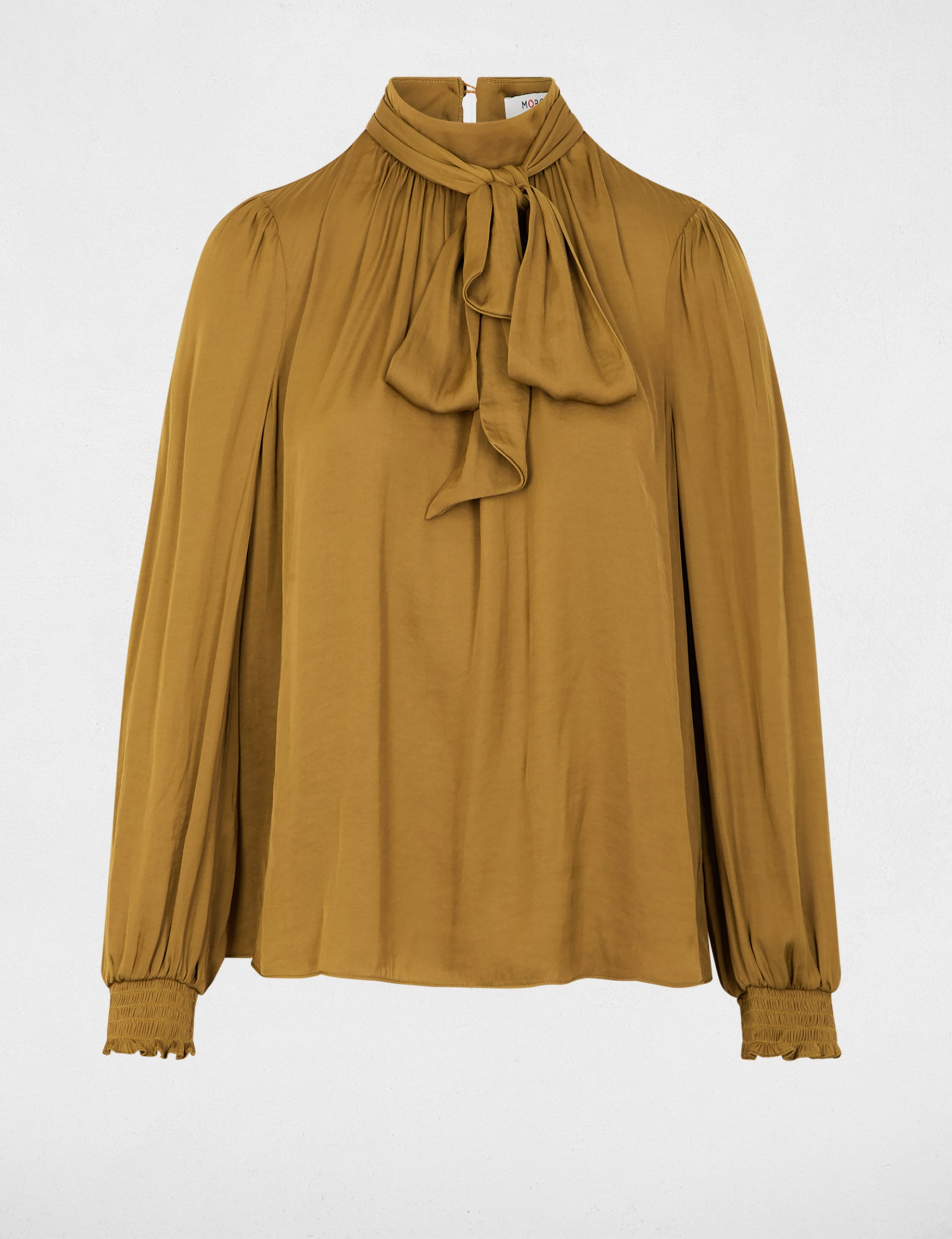 Blouse col lavalli&egrave;re camel femme