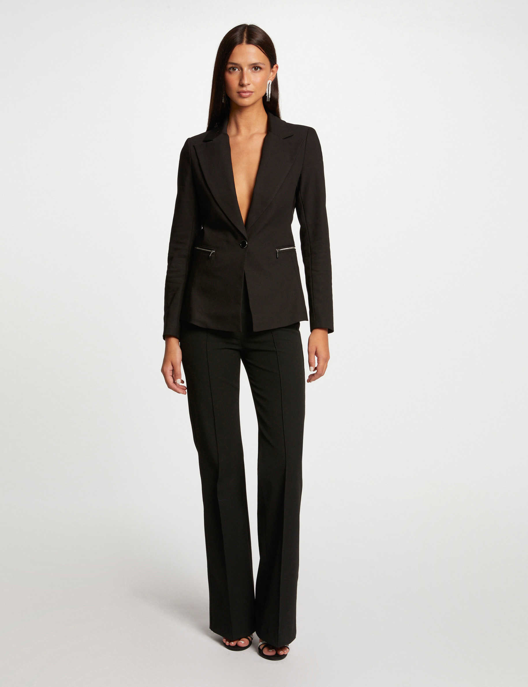 veste city cintree details zippes noir femme Veste city cintrée détails zippés noir femme