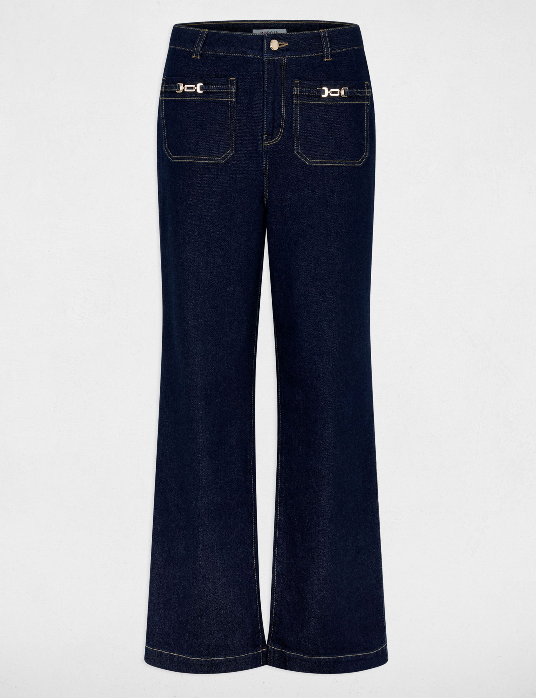 Jeans large avec ornements denim brut femme