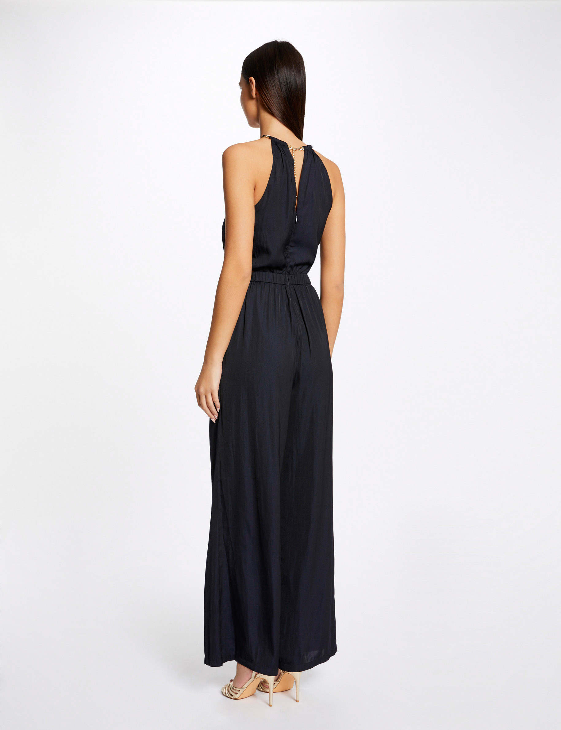 Combinaison jambes larges fluides marine femme