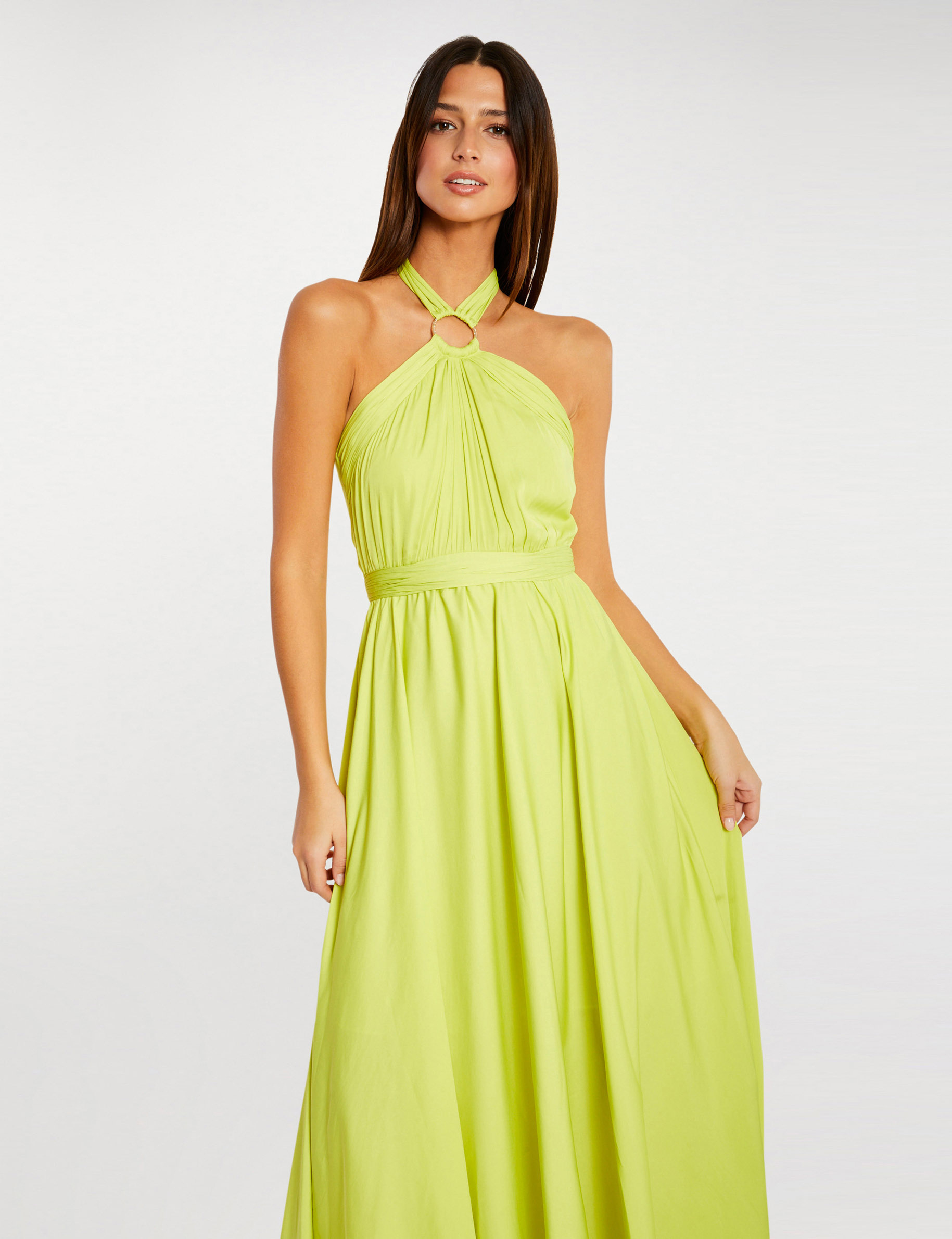 Image of Robe longue sans manches anis femme
