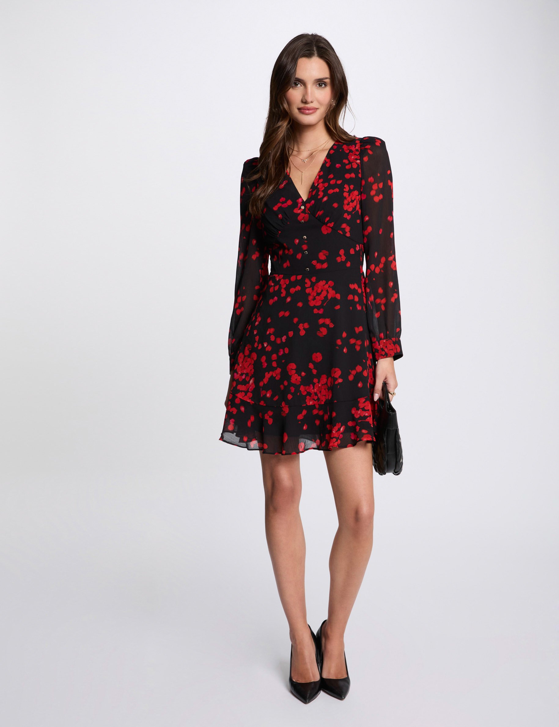 robe courte evasee imprimee multicolore femme Robe courte évasée imprimée multicolore femme