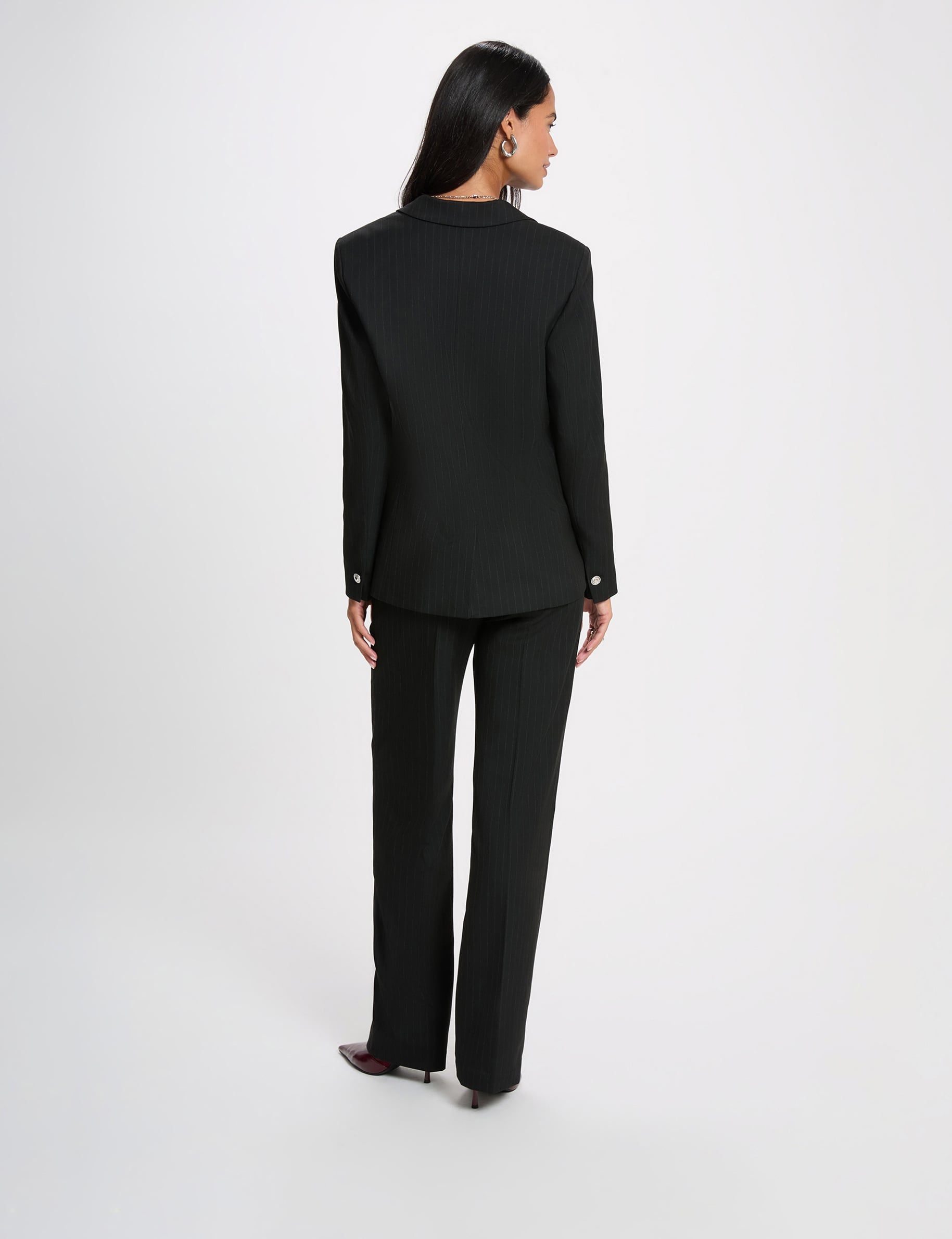 Pantalon droit taille haute noir femme