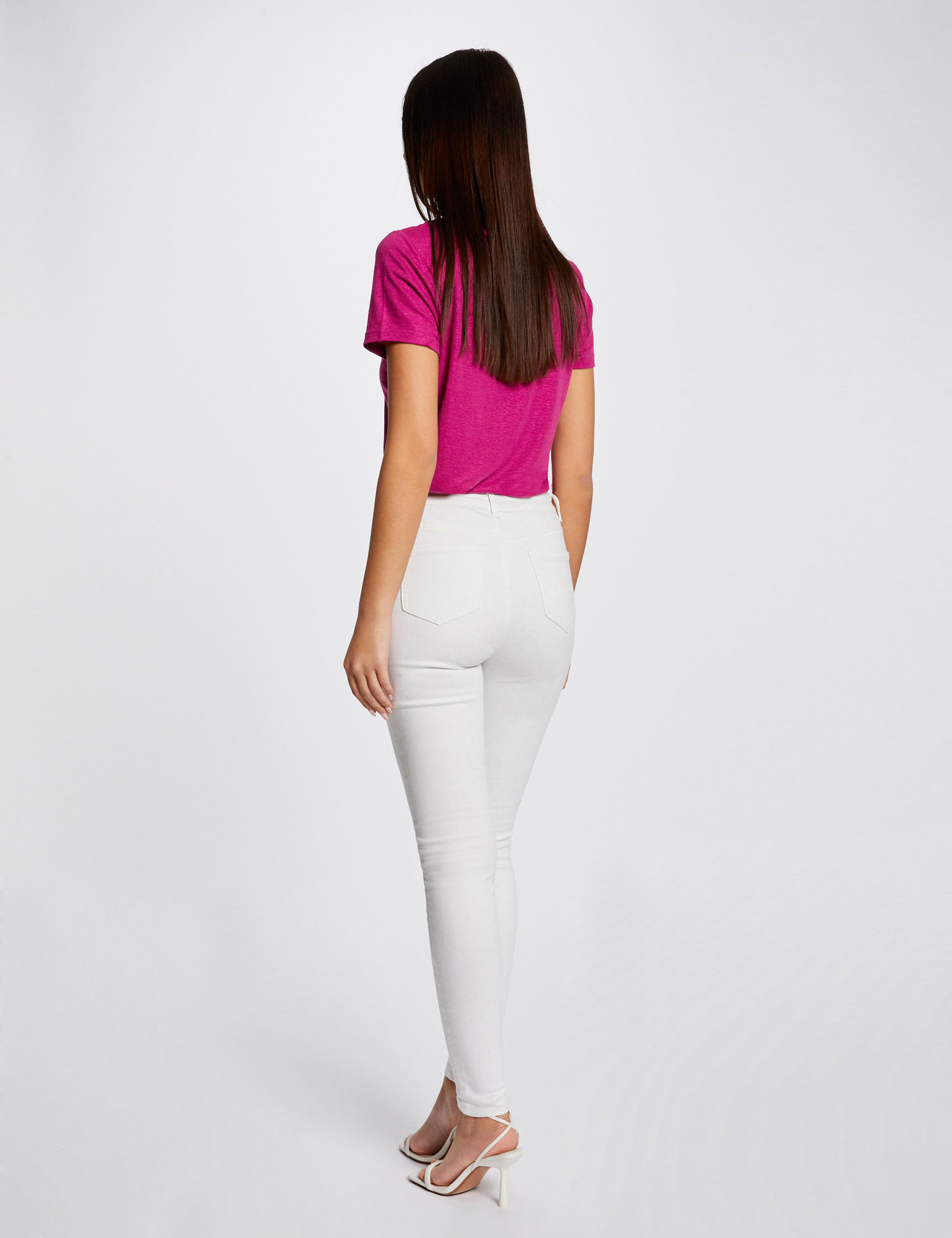 pantalon skinny a ponts ecru femme Pantalon skinny à ponts ecru femme
