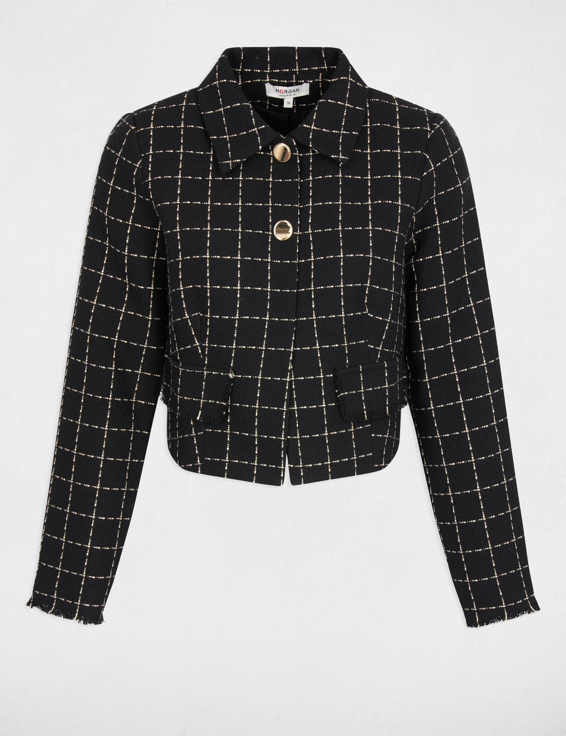 Veste courte ajust&eacute;e noir femme