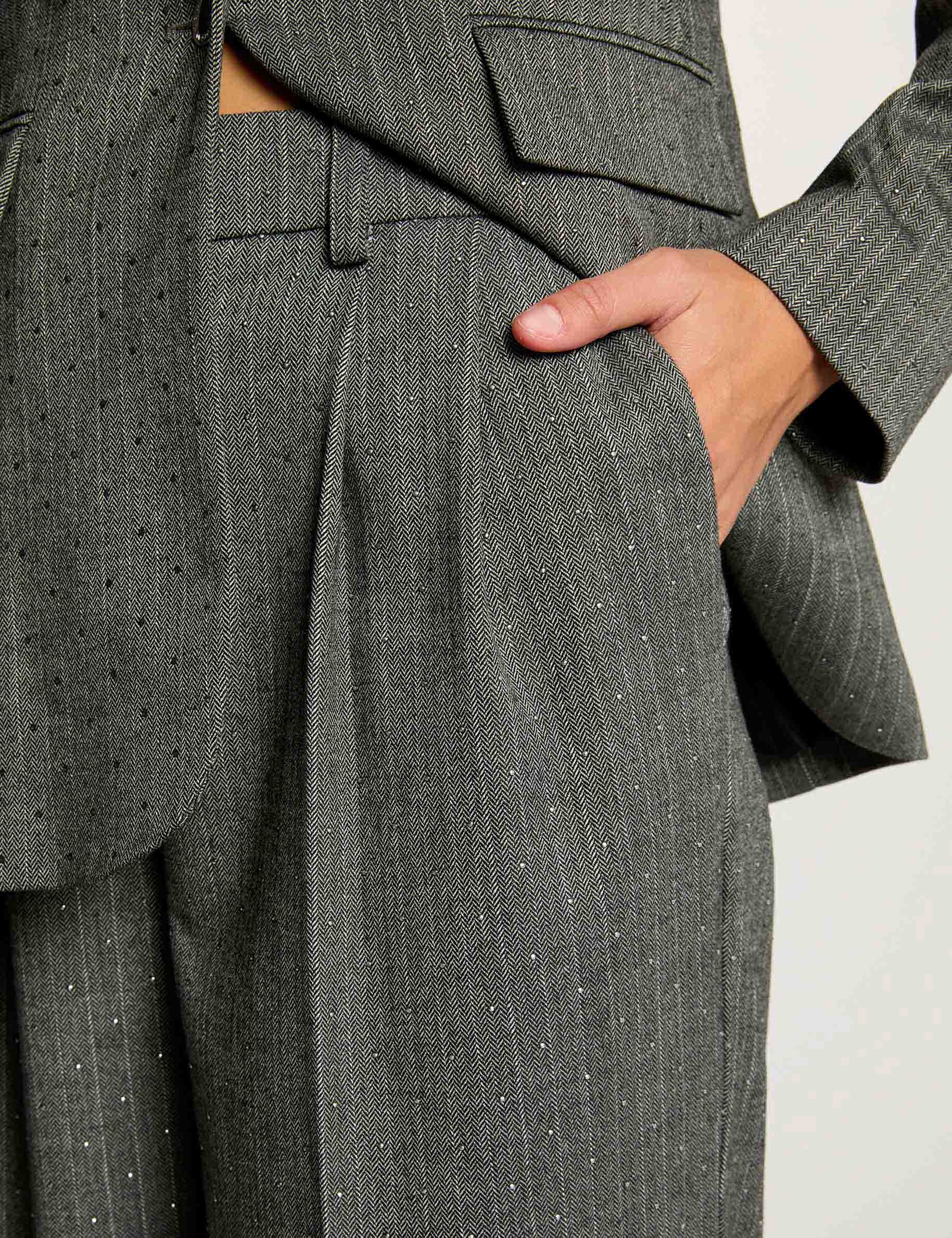 Pantalon droit &agrave; rayures gris moyen femme