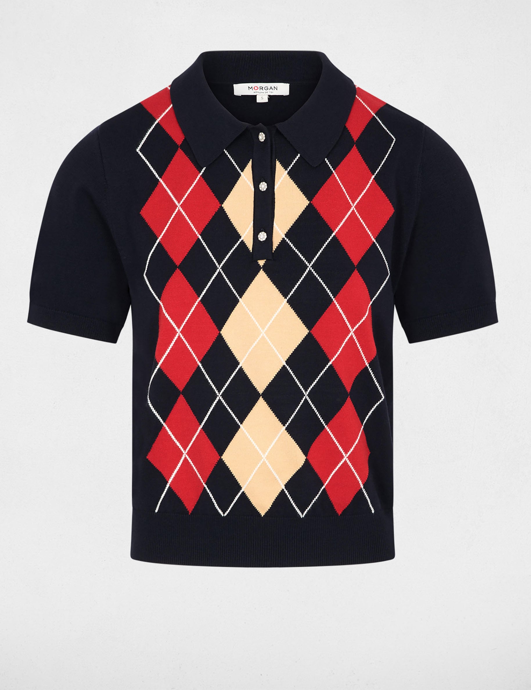 Pull col polo bleu marine femme